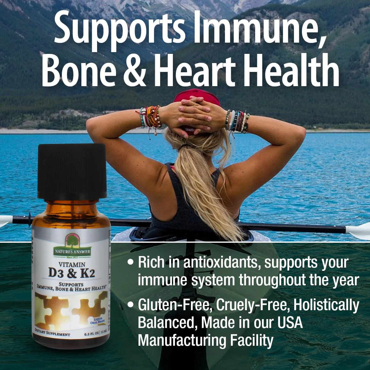 Nature's Answer Vitamin D3 and K2, 0.5 oz - Liquid Extract Oral Drops - Supports Immune, Bone and Heart Health - in a Delicious Olive Oil, Rosemary Oil, and Natural Lemon Base - Image 4