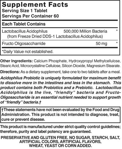 Nature's Blend Acidophilus Probiotic 60 Tablets - Image 2