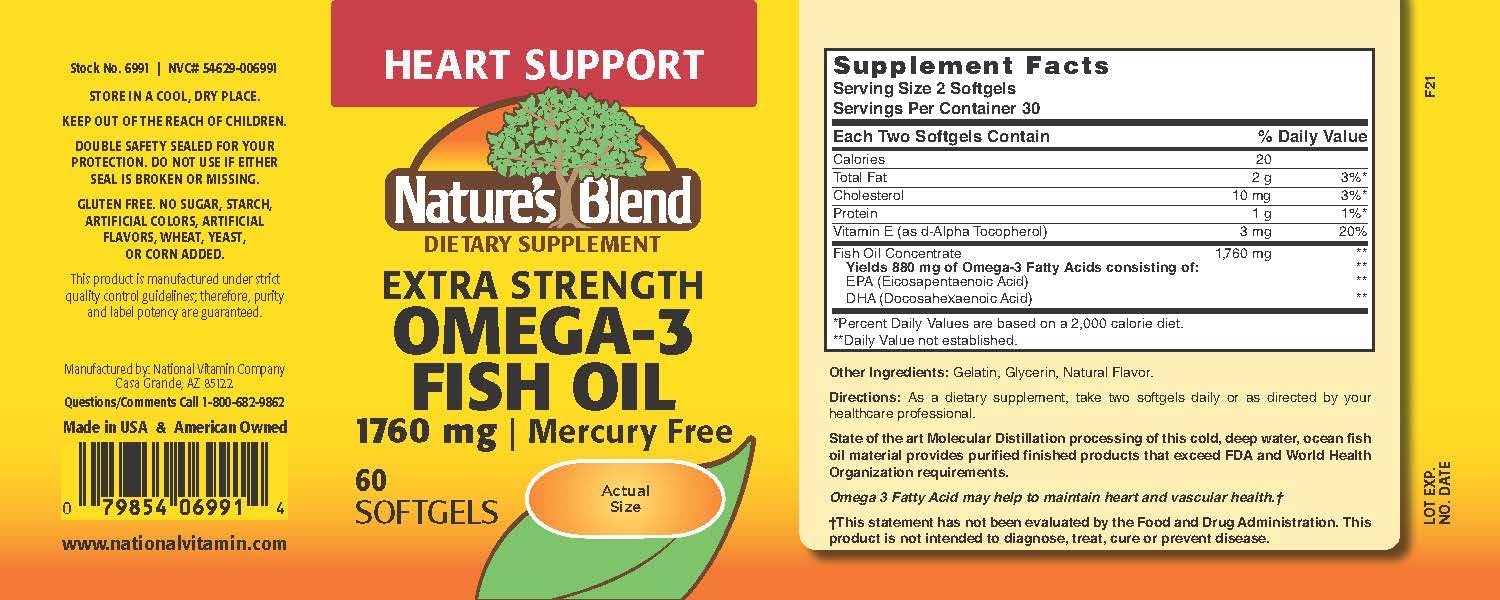 Nature's Blend Fish Oil 1760 mg Omega 3 Extra Strength - 60 Softgels - Image 3