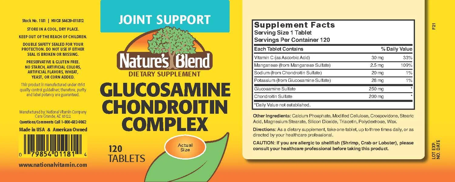 Nature's Blend Glucosamine/Chondroitin Complex 120 Tablets - Image 3