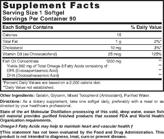 Nature's Blend Omega-3 Fish Oil 1200 mg and Vitamin D3 1000 IU 90 Softgels - Image 2