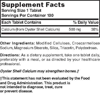 Nature's Blend Oyster Shell Calcium 500 mg 100 Tabs (1683) - Image 2