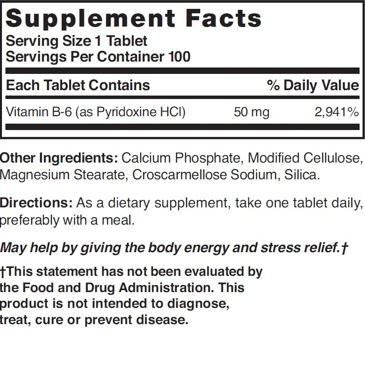 Nature's Blend Vitamin B-6 50mg - Image 2