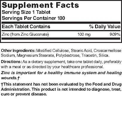 Nature's Blend Zinc Gluconate 100 mg, 100 Tablets - Image 2