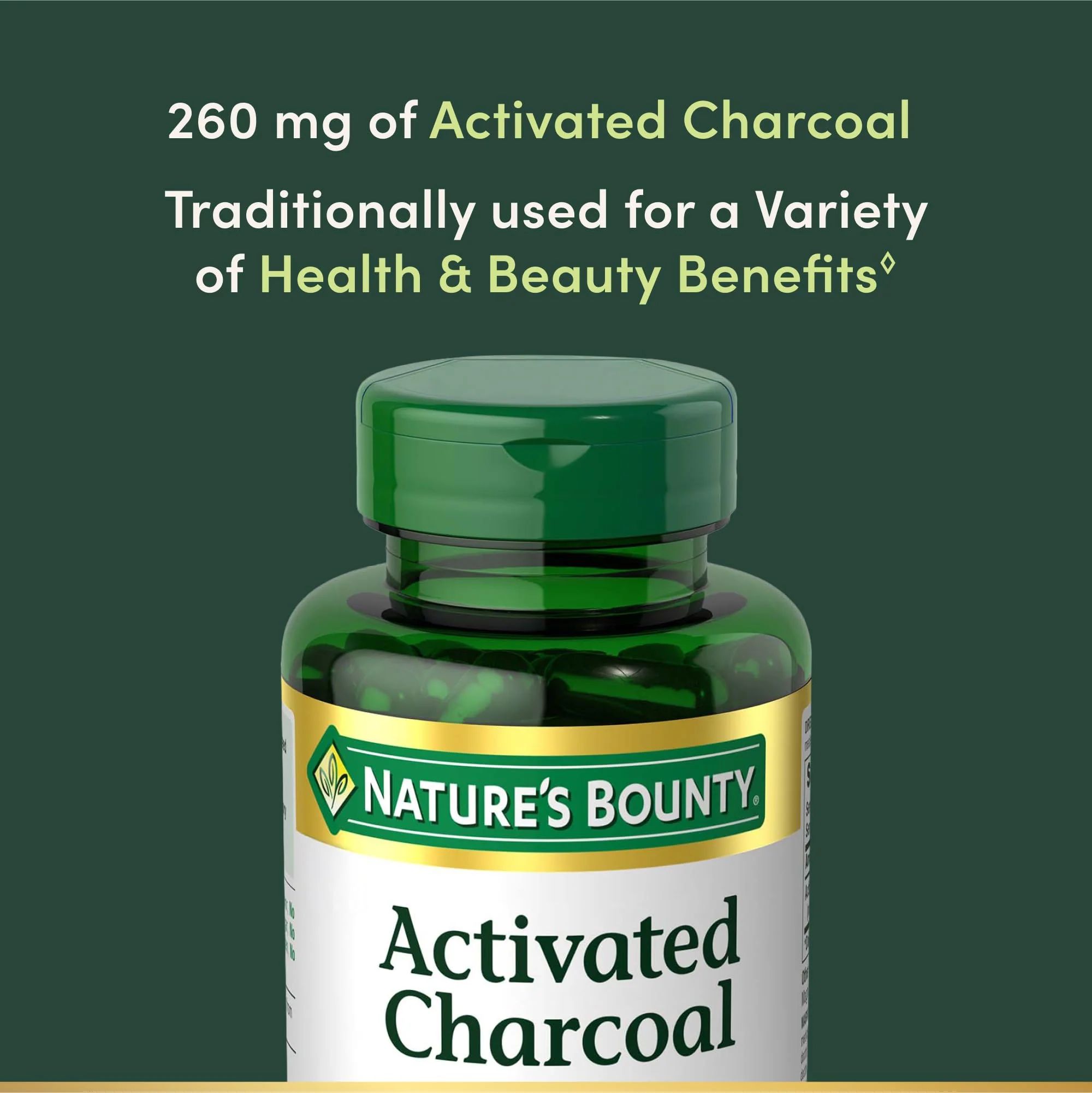 Nature's Bounty Activated Charcoal 260 mg, 100 Capsules, Dietary Supplement to Support a Healthy Lifestyle - Image 5