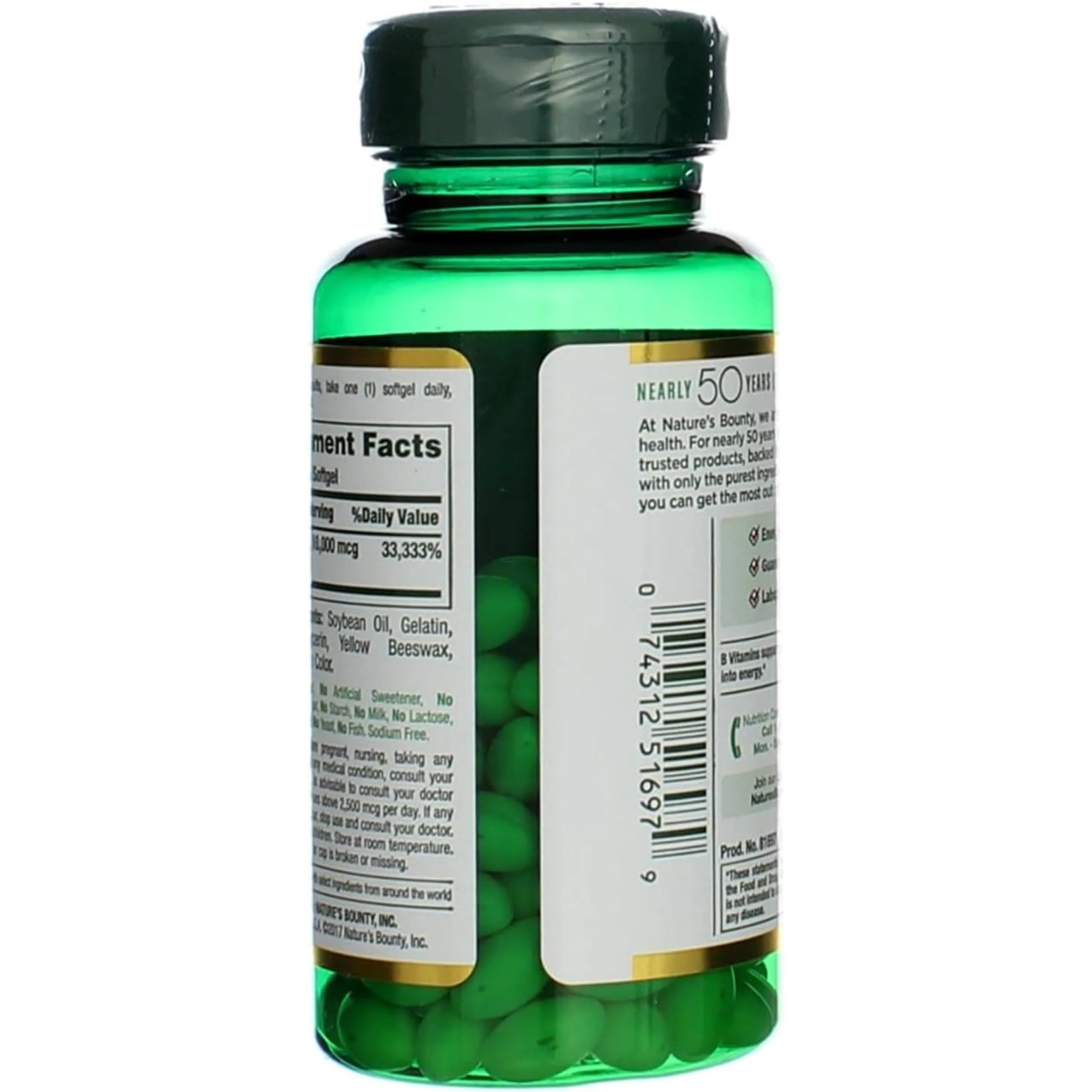 Nature's Bounty Biotin 10000 mcg Ultra Strength - 120 Softgels, Pack of 4 - Image 2
