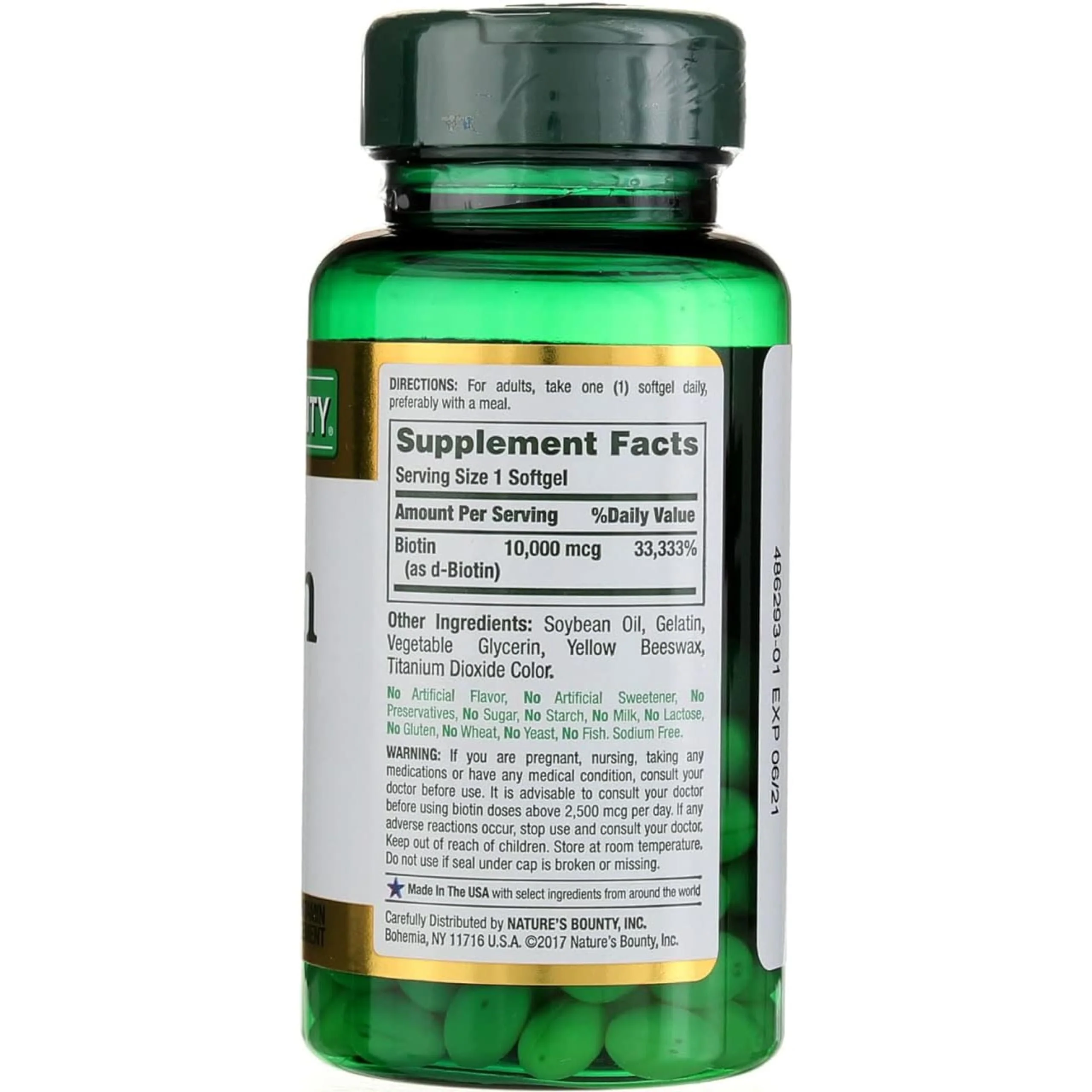 Nature's Bounty Biotin 10000 mcg Ultra Strength, Rapid Release Liquid Softgels 120 ea (Pack of 2) - Image 3