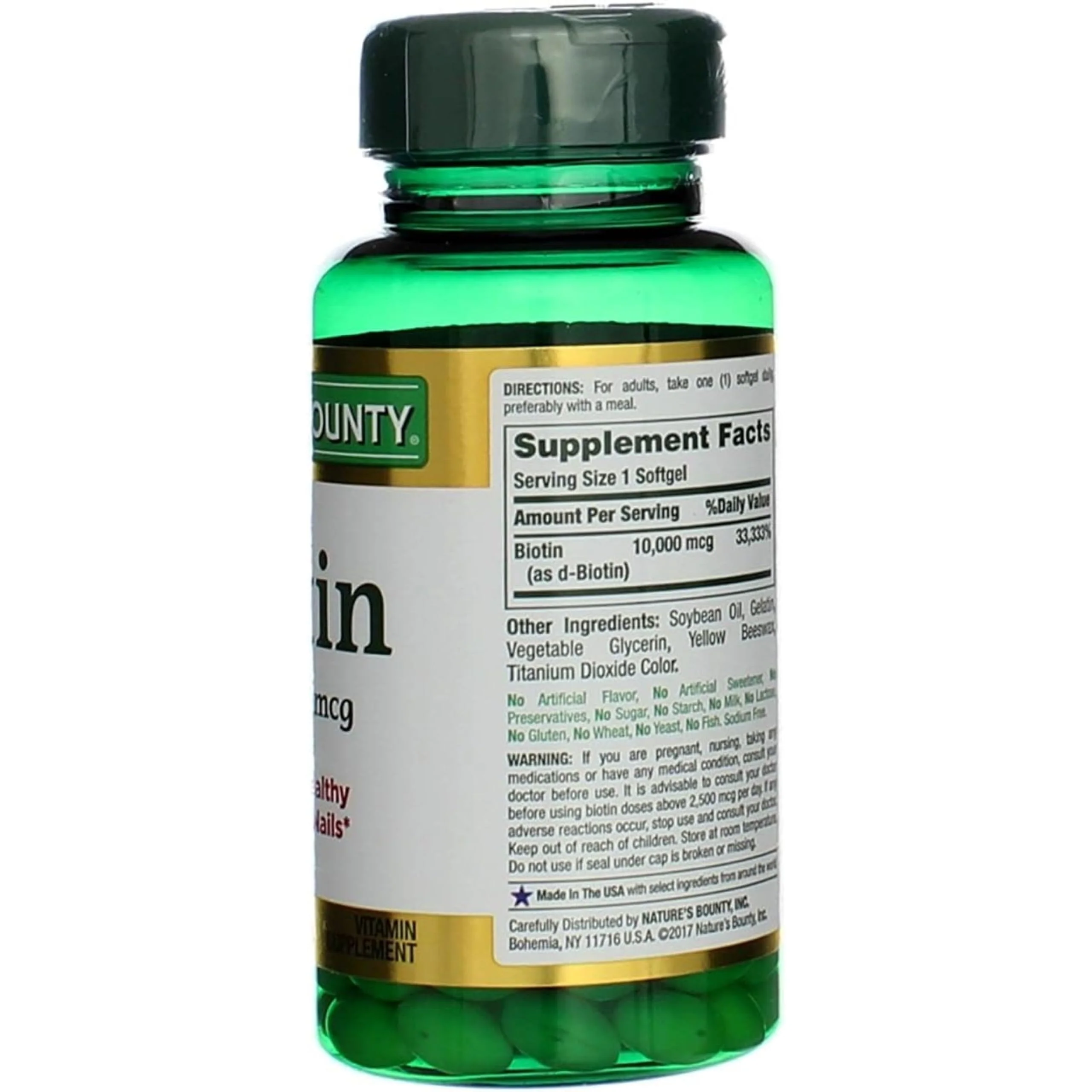 Nature's Bounty Biotin 10000 mcg Ultra Strength, Rapid Release Liquid Softgels 120 ea (Pack of 2) - Image 4