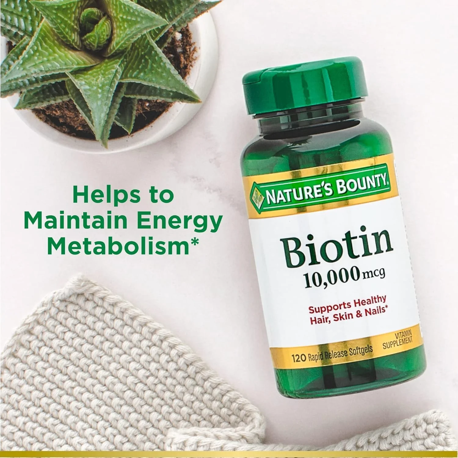 Nature's Bounty Biotin 10000 mcg Ultra Strength, Rapid Release Liquid Softgels 120 ea (Pack of 2) - Image 7