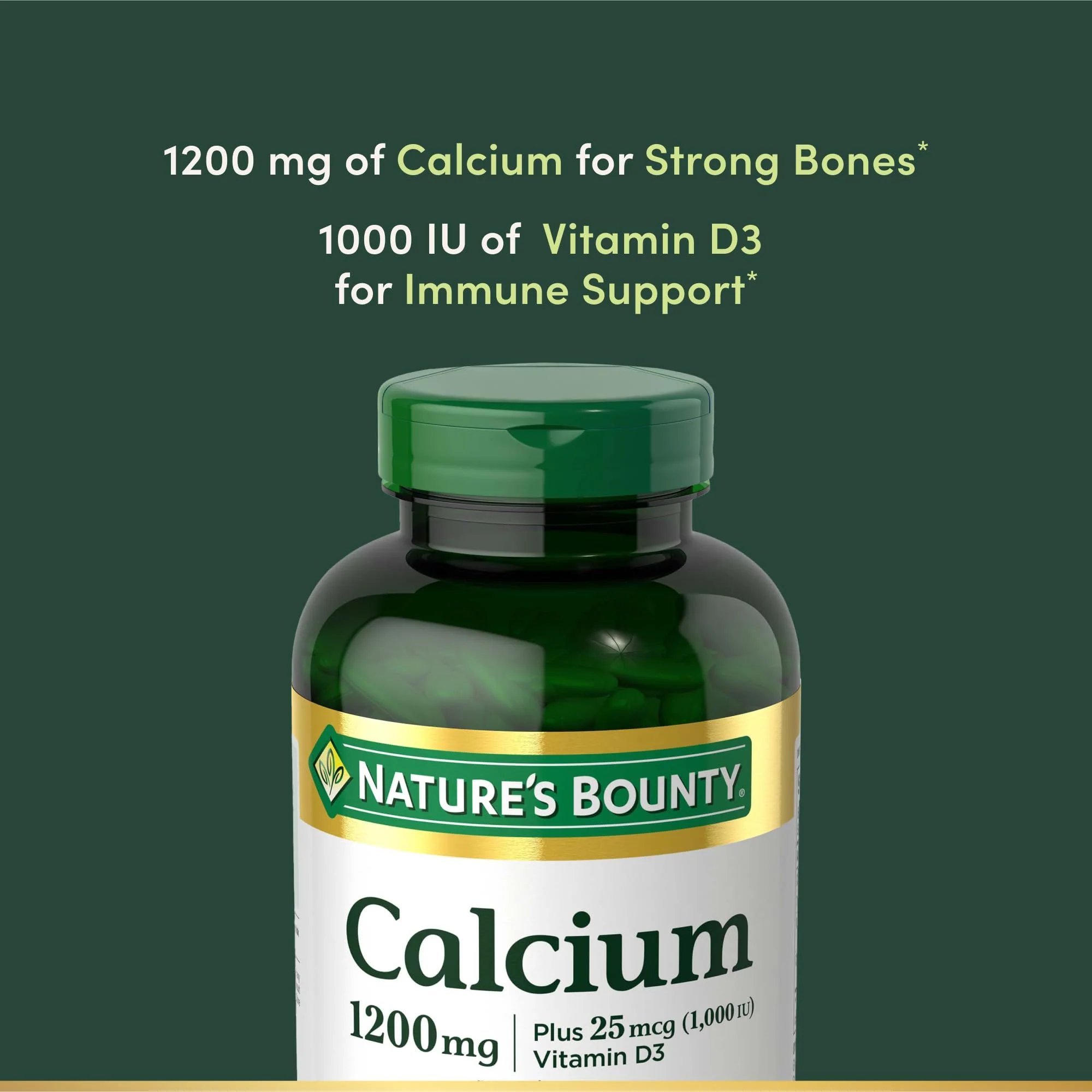 Nature's Bounty Calcium 1200 mg with Vitamin D3, Bone Health & Immune Support, Vitamin D3 1000 IU, 220 Softgels (Pack of 2) - Image 4