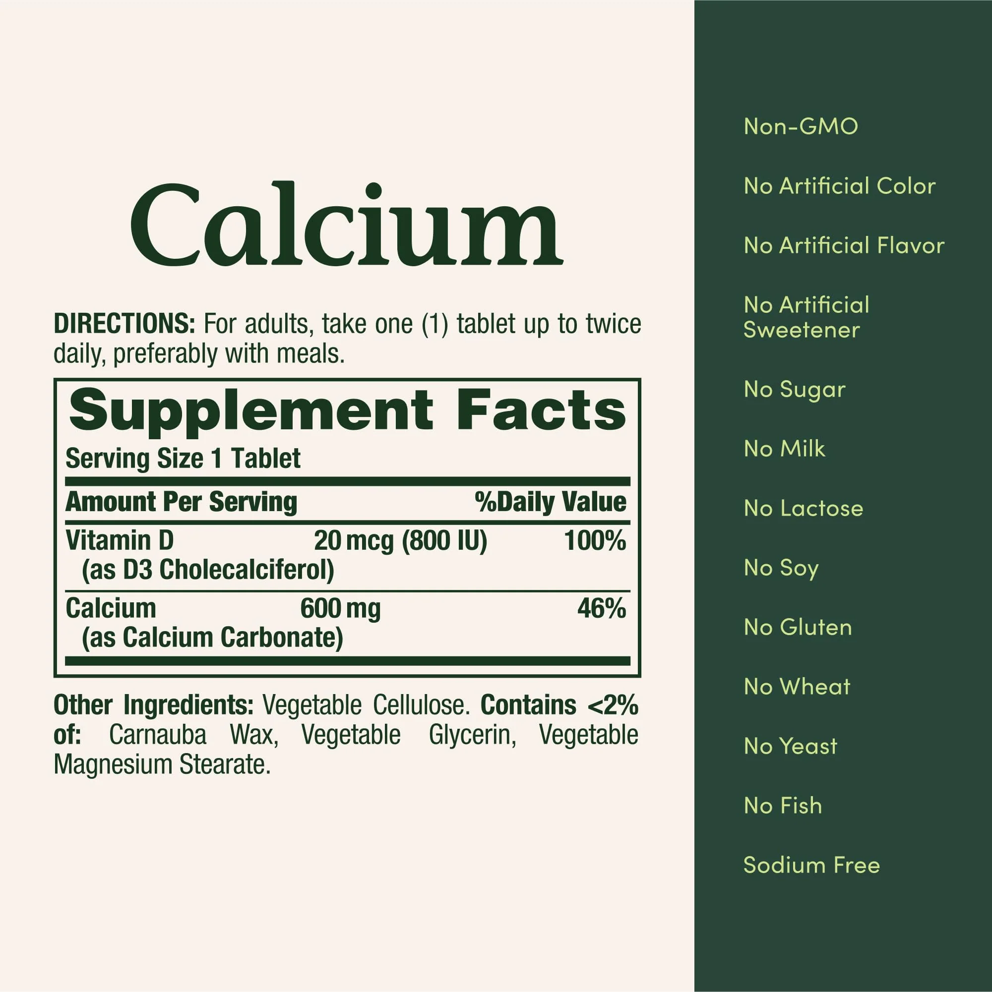 Nature's Bounty Calcium Carbonate & Vitamin D, Supports Immune Health & Bone Health, 600mg Calcium & 800IU Vitamin D3, 250 Tablets - Image 3