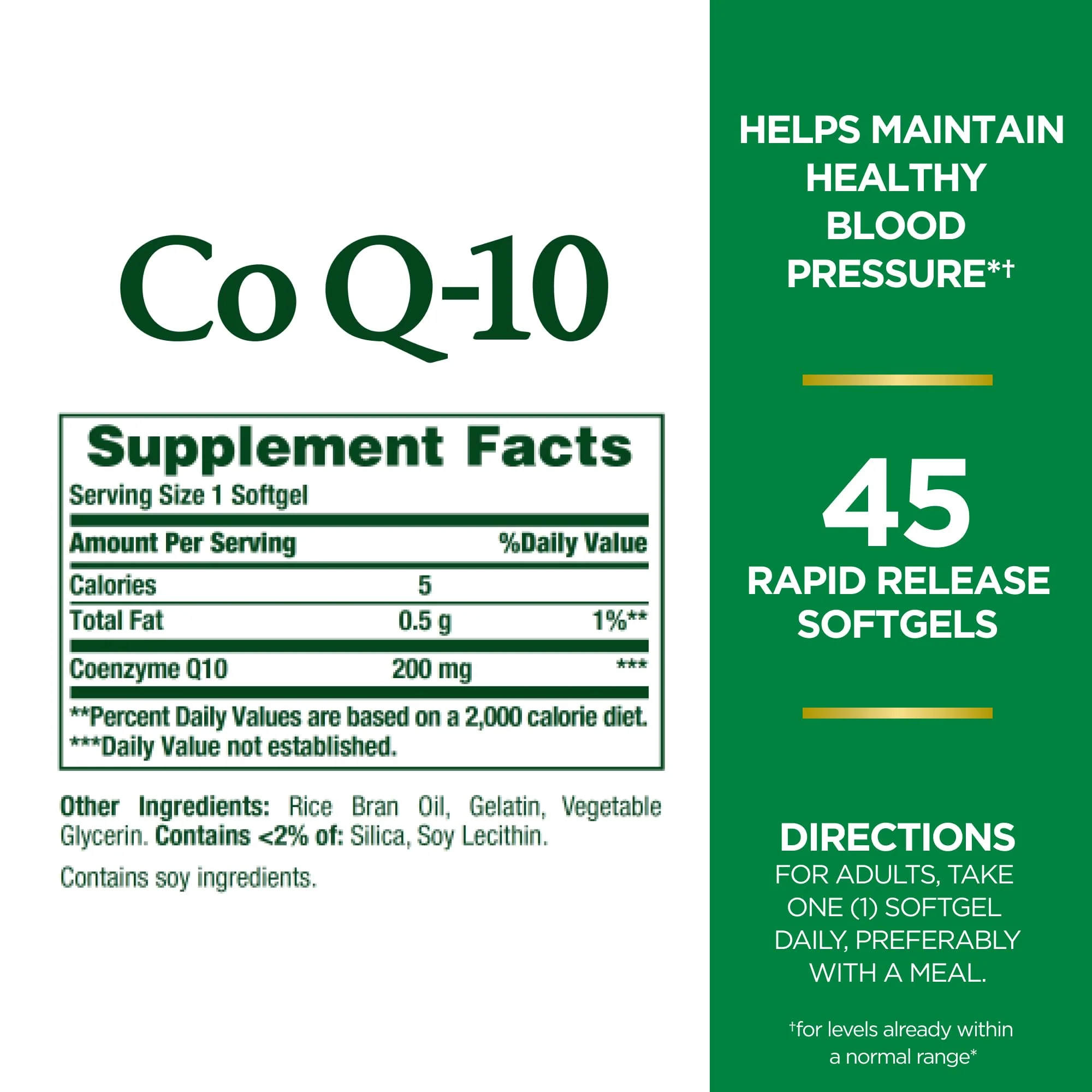 Nature's Bounty CoQ10, Heart Health and Healthy Aging, Dietary Supplement, 200mg, 45 Rapid Release Softgels - Image 2