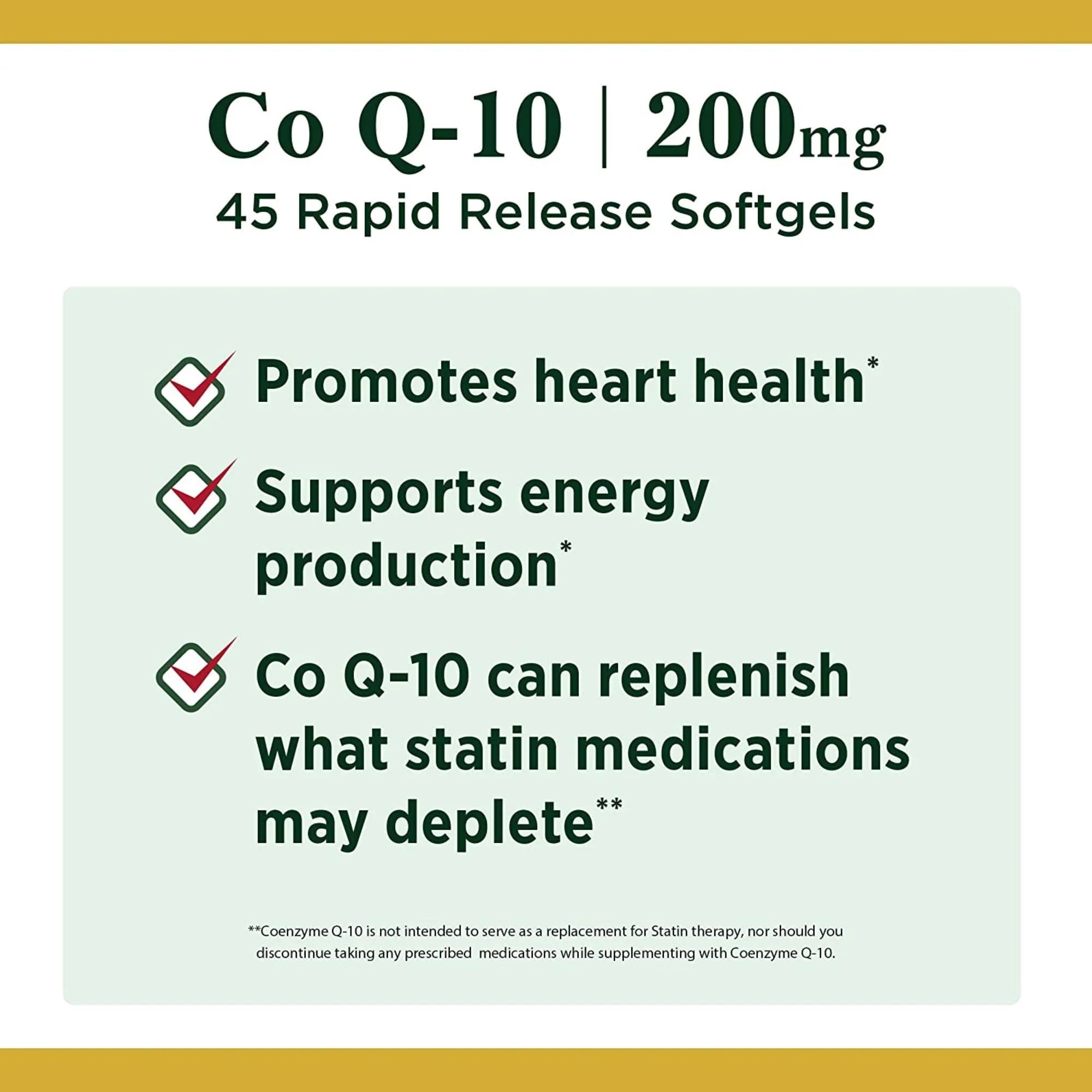 Nature's Bounty CoQ10, Heart Health and Healthy Aging, Dietary Supplement, 200mg, 45 Rapid Release Softgels - Image 3