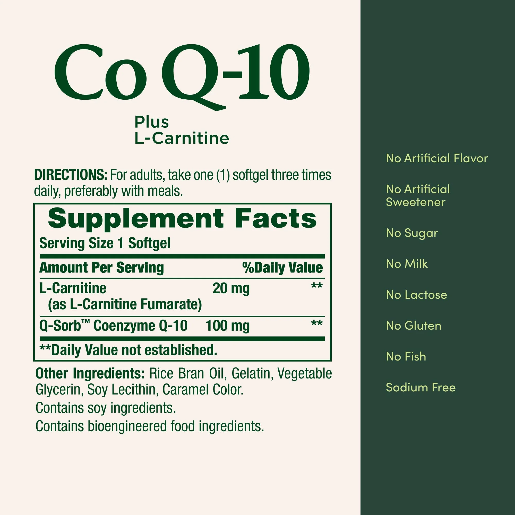 Nature's Bounty CoQ10, Supports Heart Health, 100mg Plus L-Carnitine, 60 Softgels - Image 3