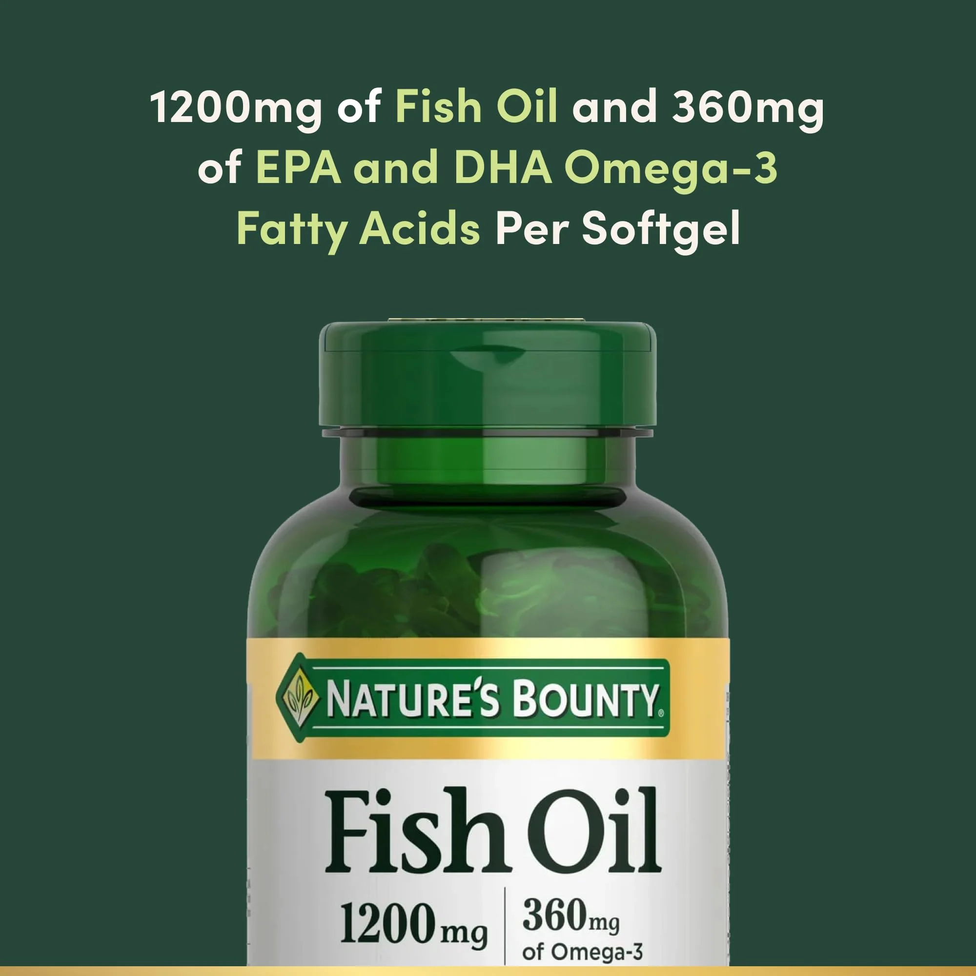 Nature's Bounty Fish Oil Omega 3 Supplements - Supports Heart Health, 1200 Mg Fish Oil, Omega-3, 200 Softgels (Pack of 1) - Image 5