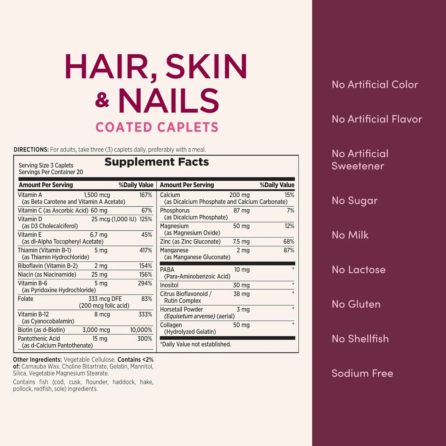 Nature's Bounty Hair, Skin & Nails, 60 caplets - Image 2