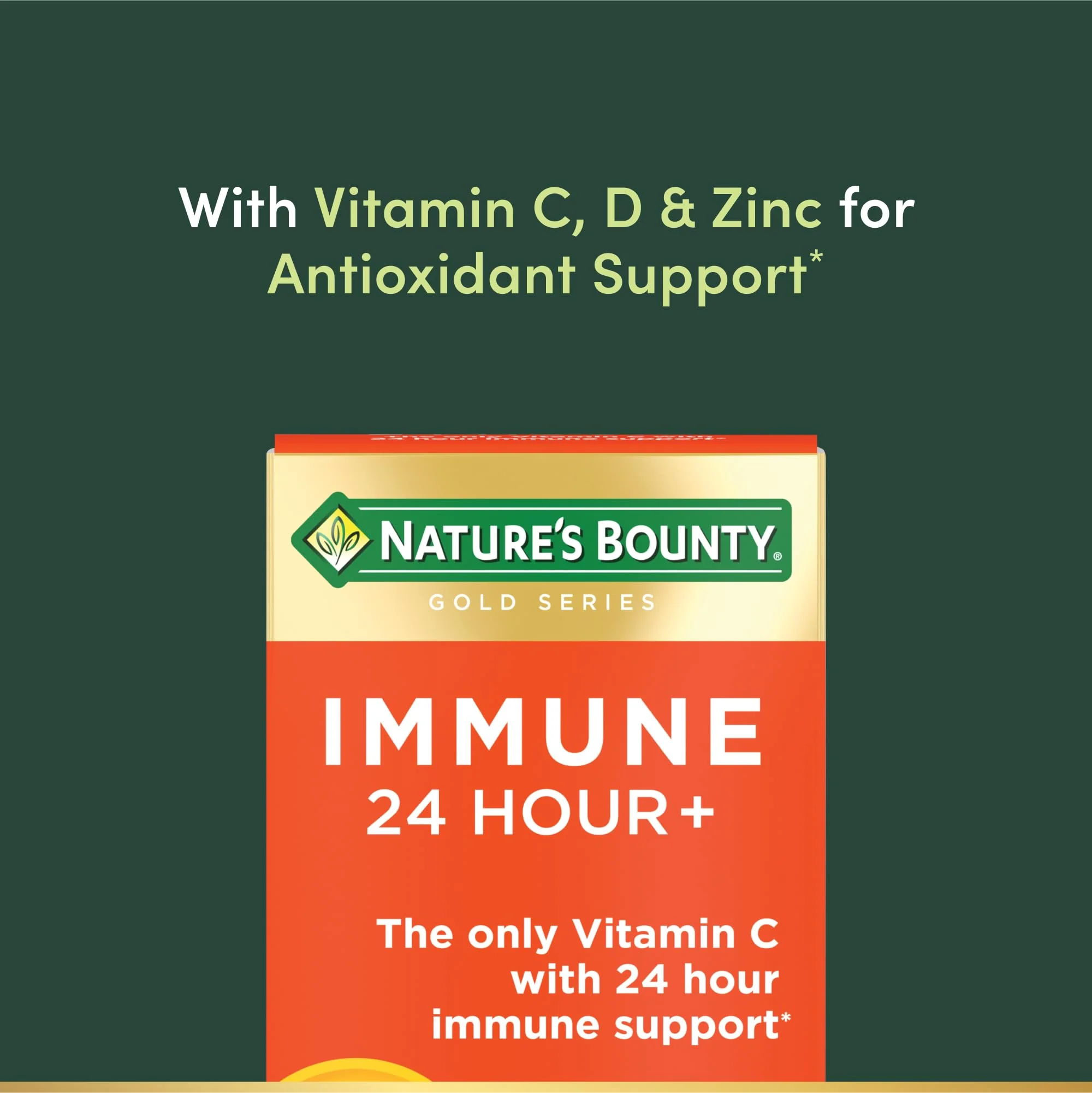 Nature's Bounty Immune 24 Hour +, The only Vitamin C with 24 Hour Immune Support from Ester-C, 1000 mg Vitamin C, D & Zinc, Gluten Free, Rapid Release Softgels, 2 Softgels per Day, 50 Count - Image 5