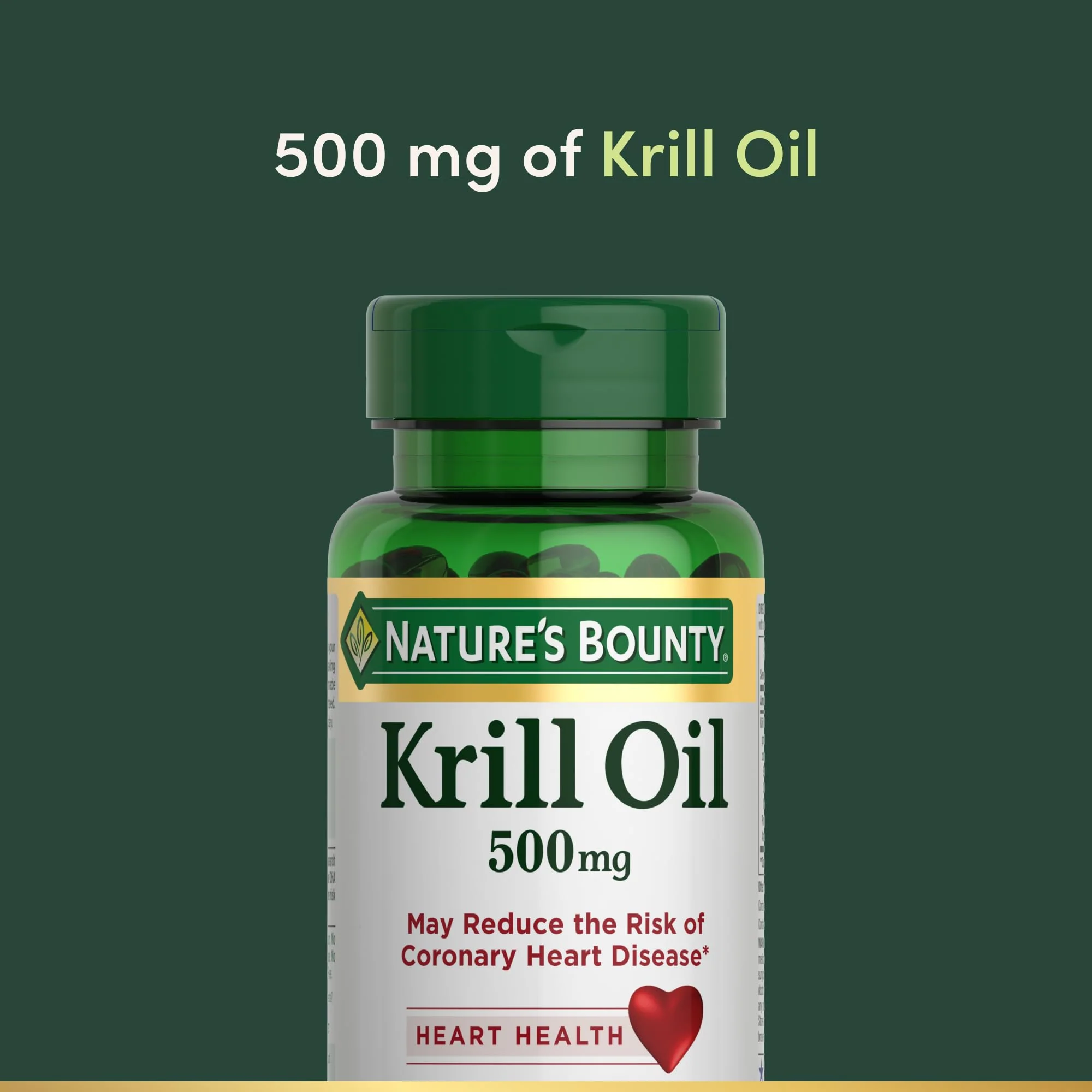 Nature's Bounty Krill Oil, Heart Health, Dietary Supplement, 500mg, Rapid Release Softgels, 30 count - Image 3