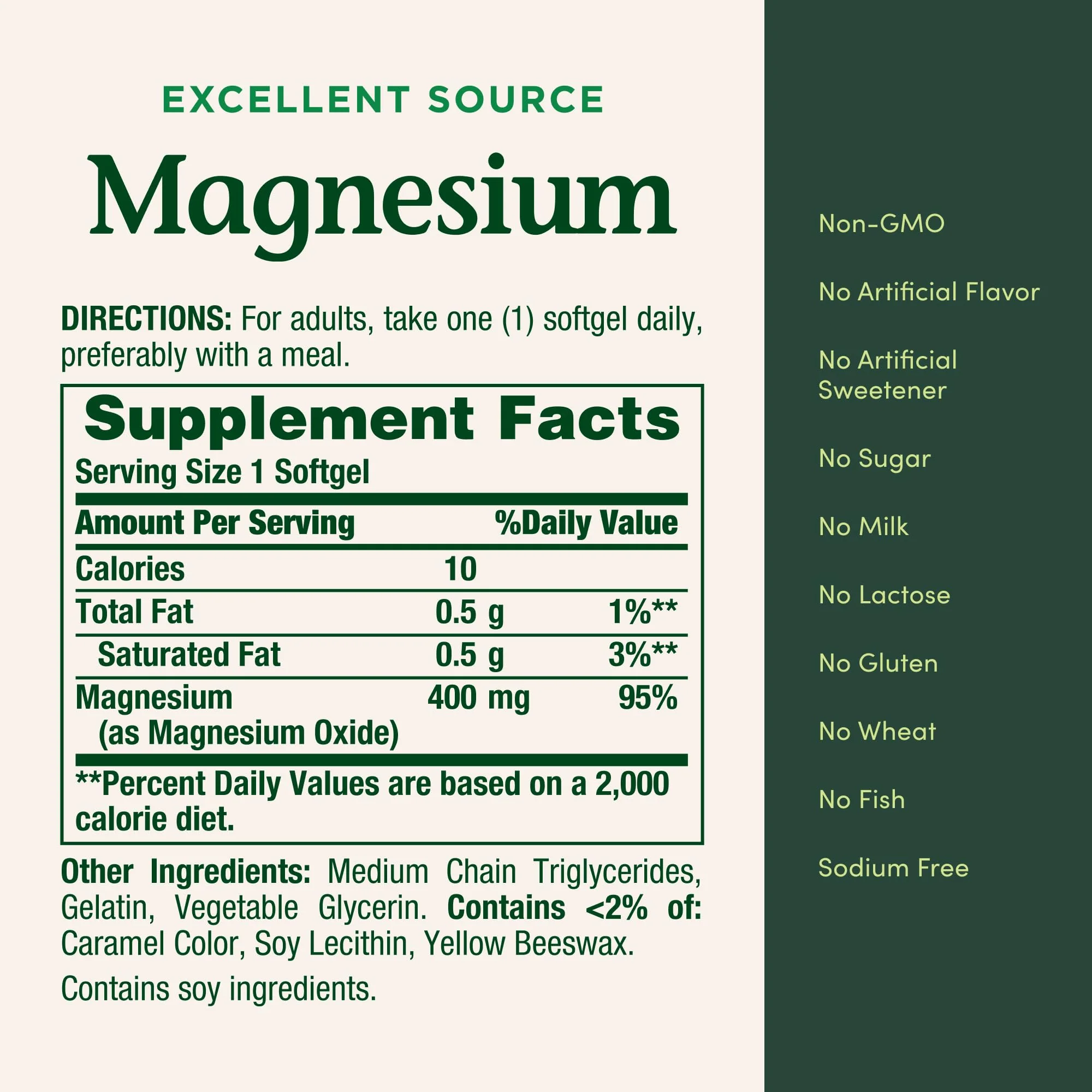 Nature's Bounty Magnesium 400 mg Softgel, Whole Body Support, Magnesium Supplements for Men and Women, Heart, Nerve & Bone Health, 75 Softgels (Pack of 1) - Image 3