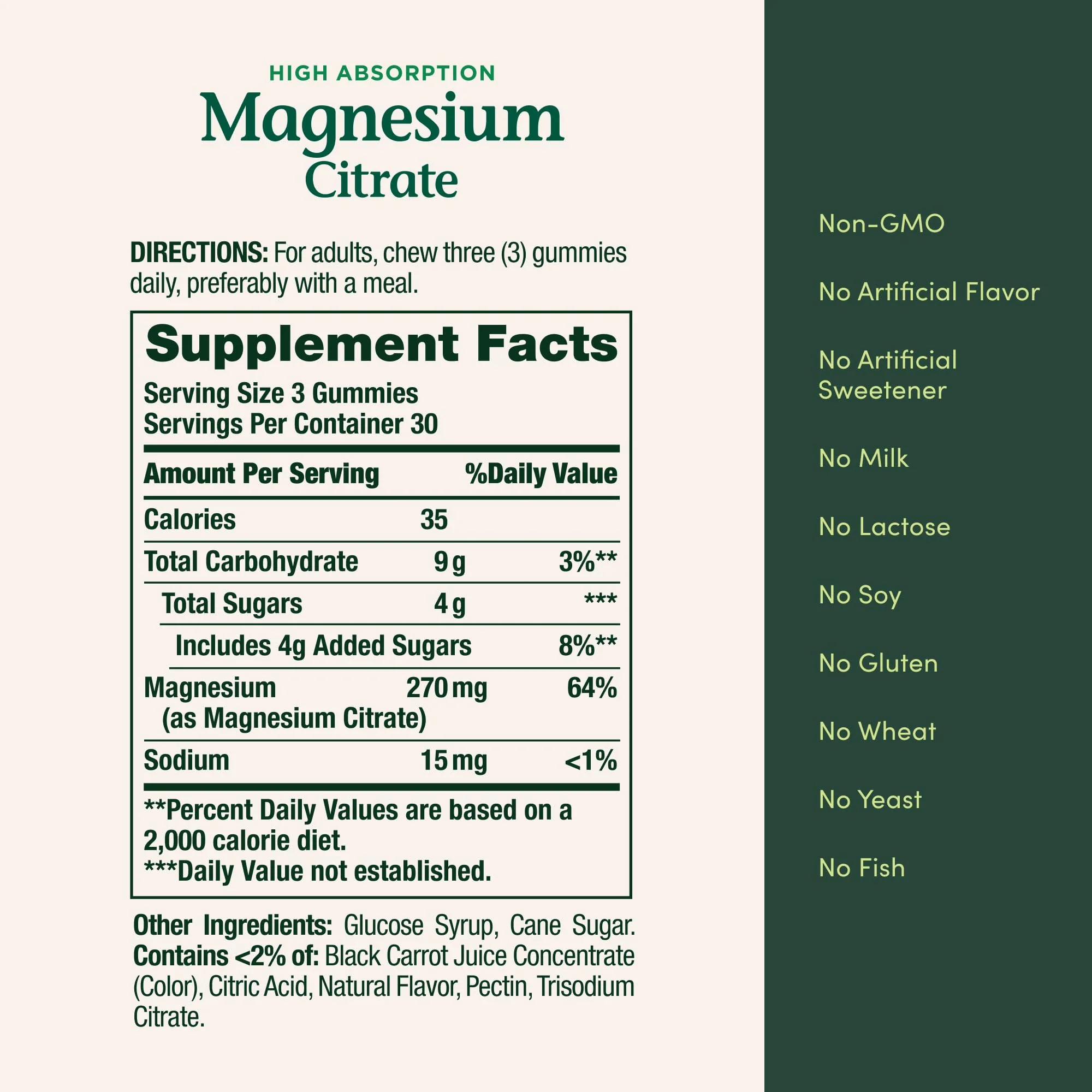 Nature's Bounty Magnesium Citrate Gummies for Adults, Supports General Health, Bone, Nerve, Muscle & Heart Health Support, 270mg per Serving, Vegan, Non-GMO - Raspberry 90 Count - Image 3