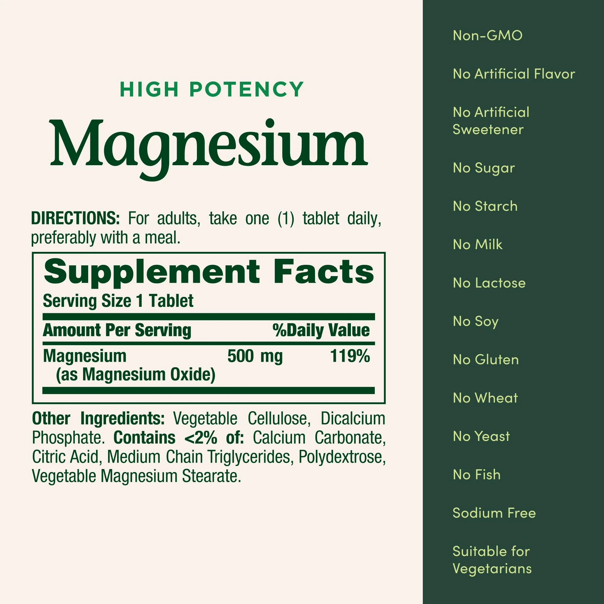 Nature's Bounty Magnesium, Mineral Supplement, Supports Bone and Muscle Health, 500 mg, Coated Tablets, 100 Count - Image 4