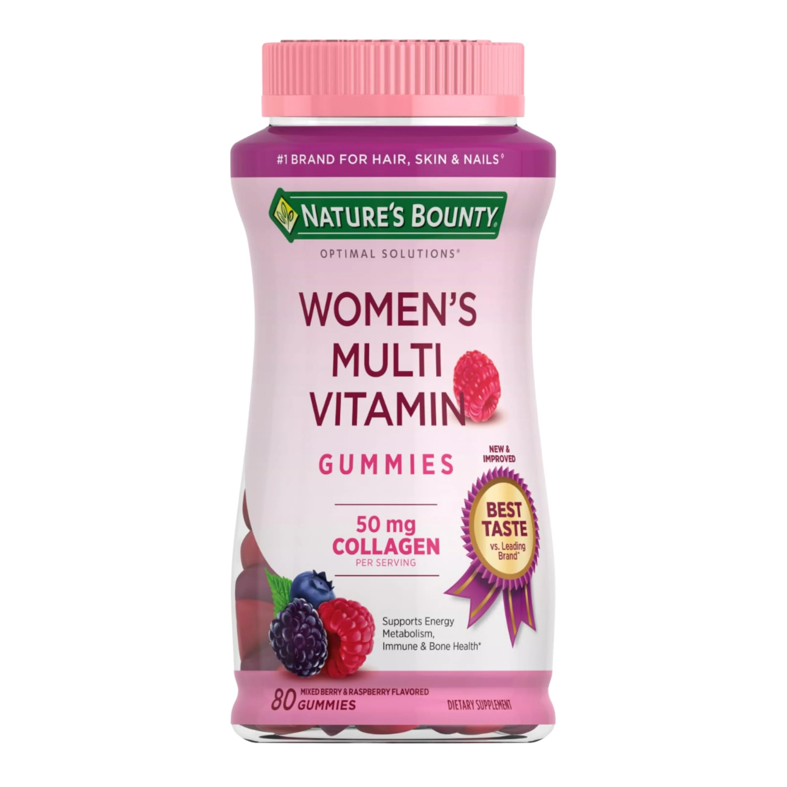 Nature's Bounty Optimal Solutions Women's Multivitamin, Immune and Cellular Energy Support, Bone Health, Raspberry Flavor, 80 Gummies, 40 Total Servings - Image 8
