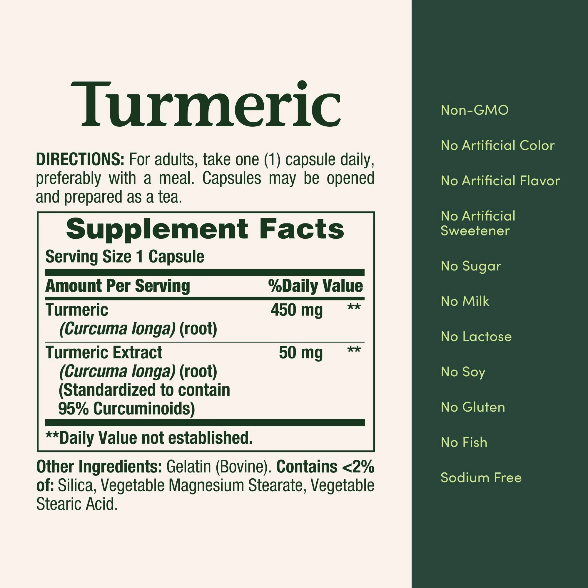 Nature's Bounty Turmeric Capsules, Herbal Supplement with Plant-Based Antioxidants, 450 Mg, 60 Ct - Image 3