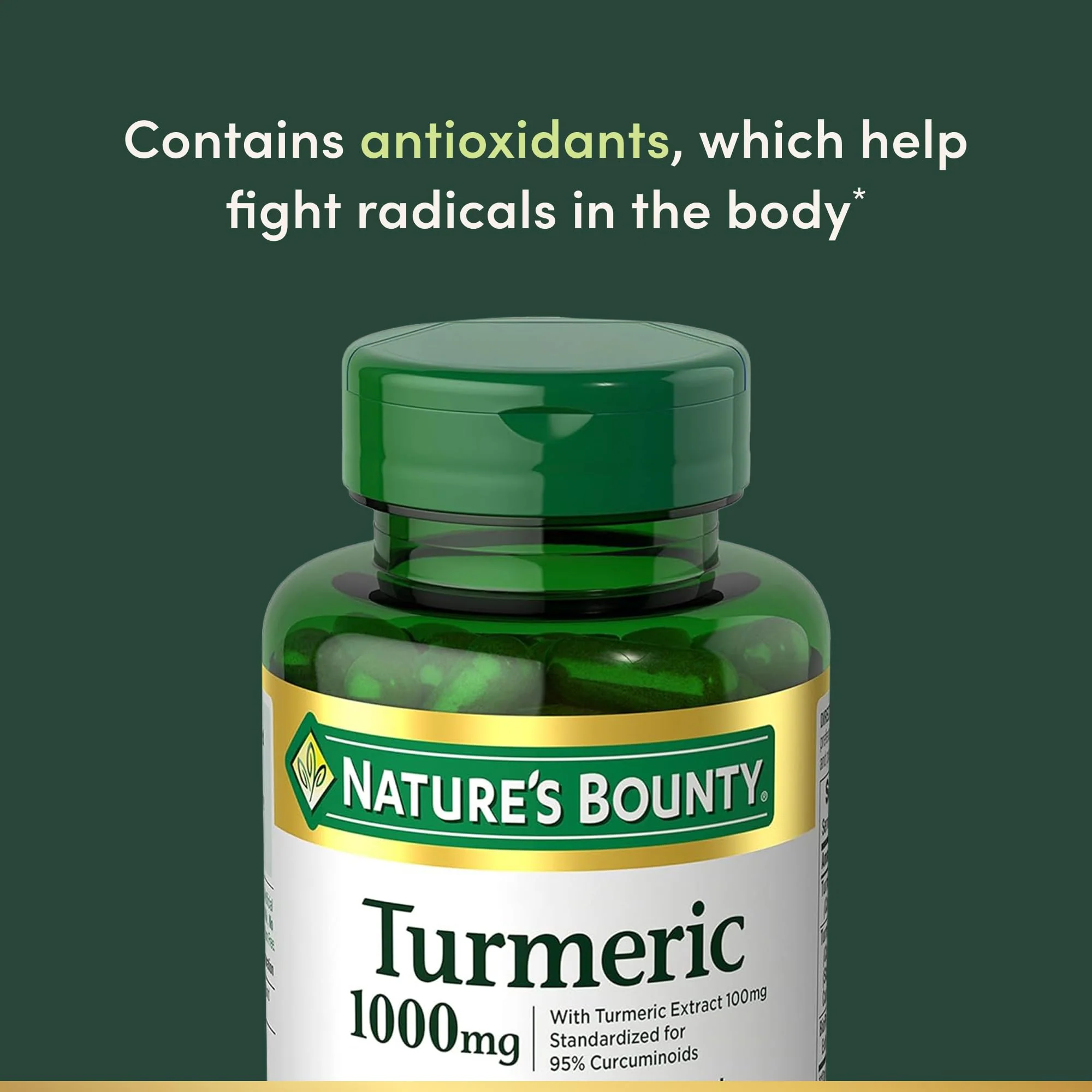 Nature's Bounty Turmeric with Black Pepper Extract, Supports Antioxidant Health, 1000mg, 60 Capsules - Image 5