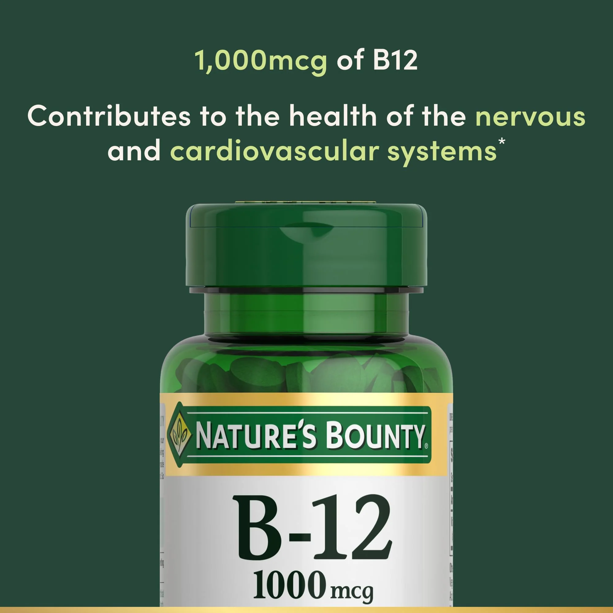 Nature's Bounty Vitamin B12 1000 mcg Supplements, Supports Energy Metabolism, 200 Ct - Image 6