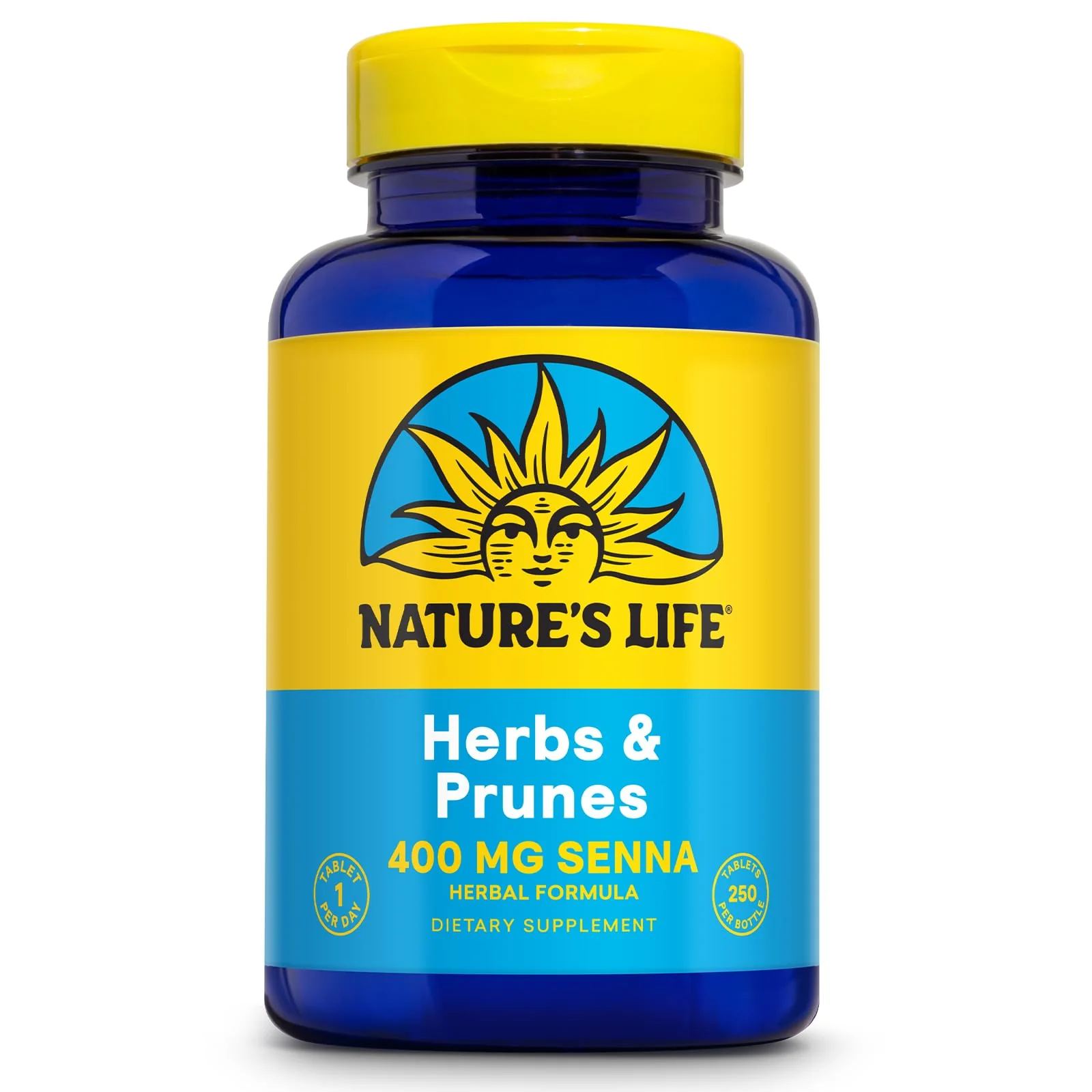 Nature's Life Herbs & Prunes - Herbal Supplements w/ 400mg Senna Leaves - Daily Wellness Support w/Prune, Cascara Sagrada, Organic Flax Seed Meal - Vegan, Lab Verified, 60-Day Guarantee, 250 Servings