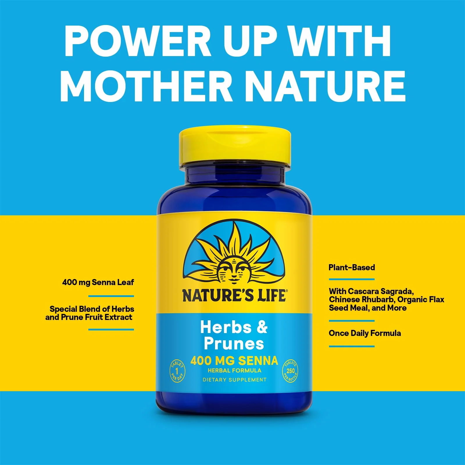 Nature's Life Herbs & Prunes - Herbal Supplements w/ 400mg Senna Leaves - Daily Wellness Support w/Prune, Cascara Sagrada, Organic Flax Seed Meal - Vegan, Lab Verified, 60-Day Guarantee, 250 Servings - Image 4