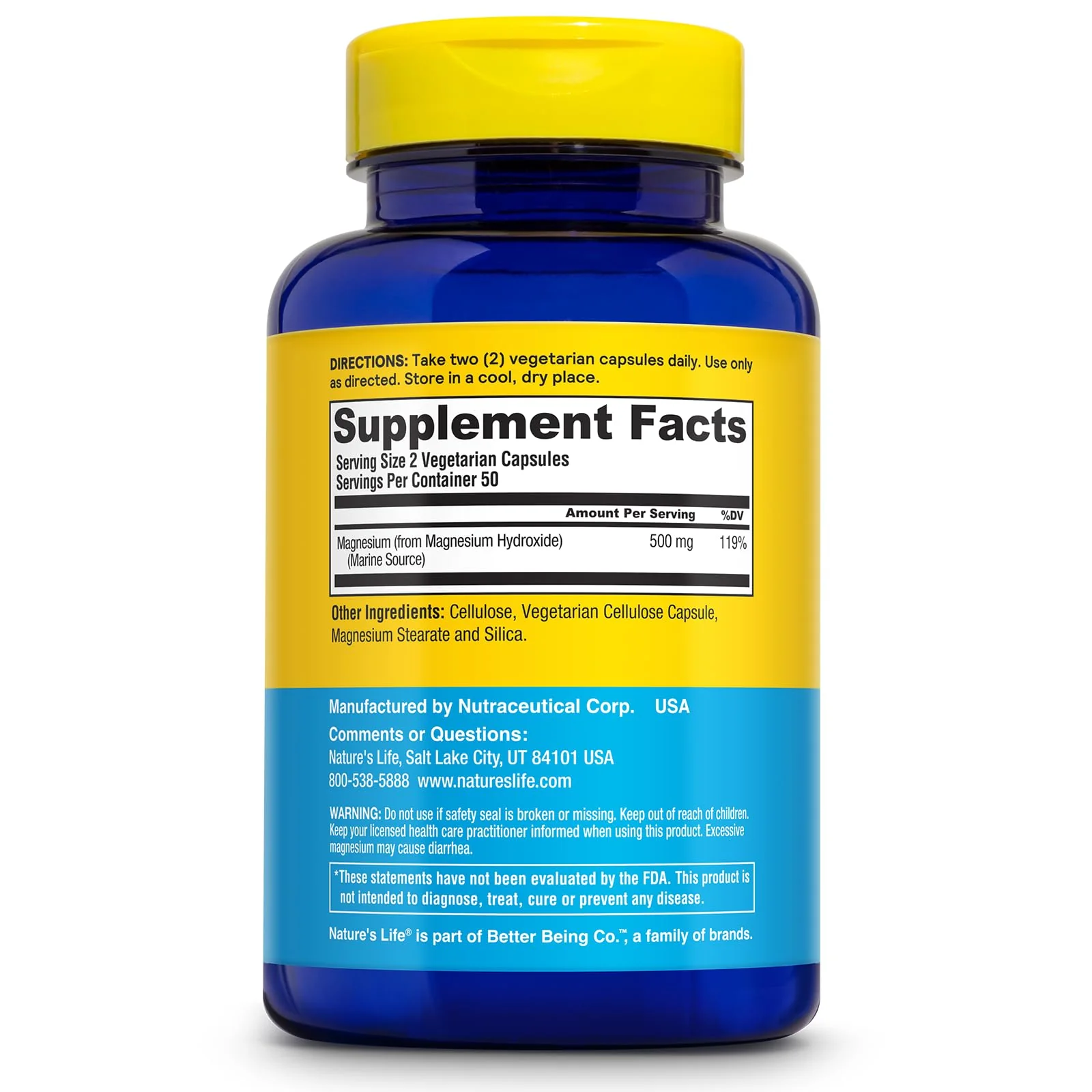 Nature's Life Marine Magnesium 500mg | Healthy Digestion & Regularity Formula with Magnesium Hydroxide from Northern Sea Waters | 100 Vegetarian Caps - Image 4