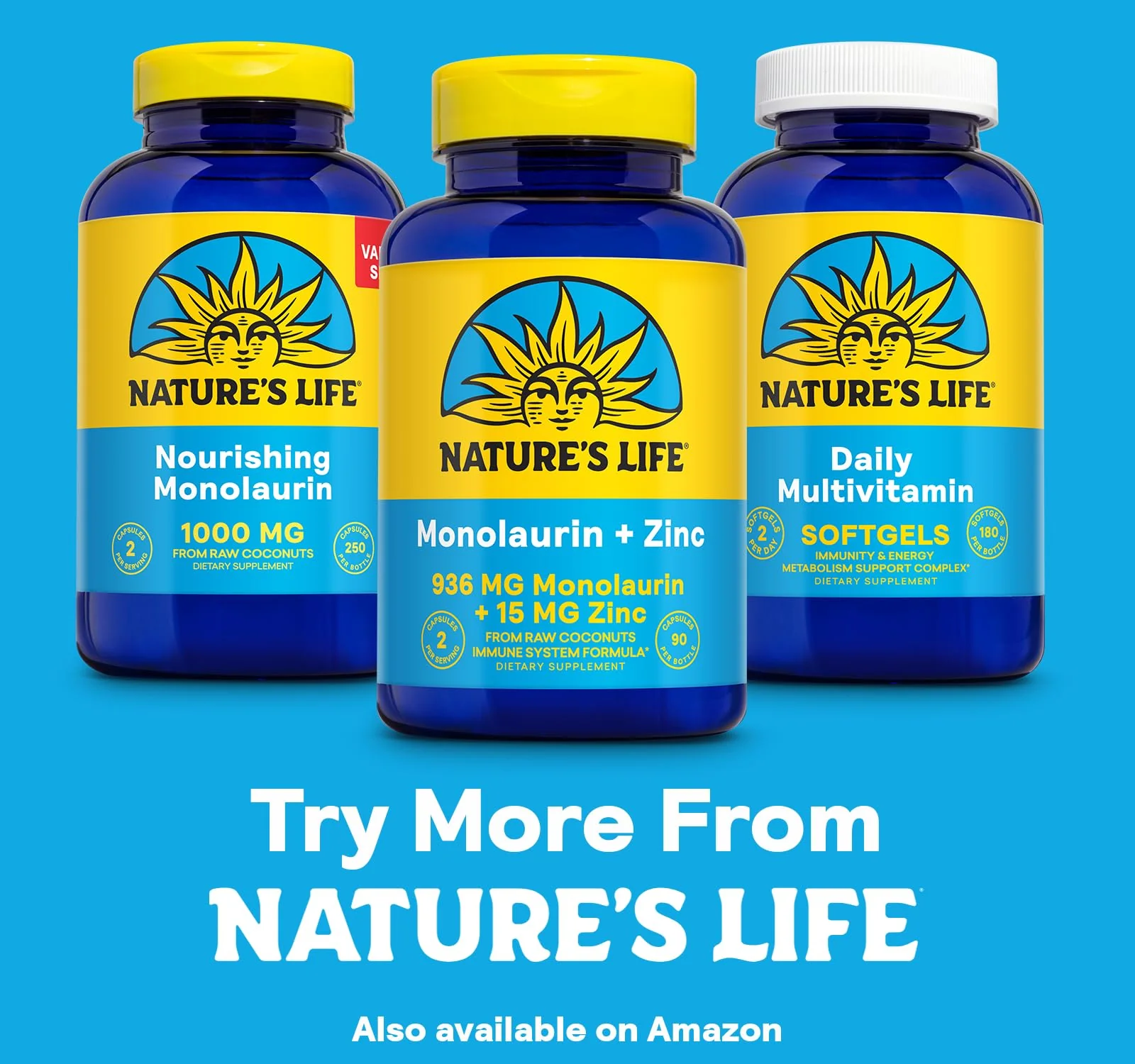 Nature's Life Monolaurin Plus Zinc Immune Support Supplement - 936mg Monolaurin from Raw Coconuts, Zinc 15mg, Supports Gut Health, Balanced Gut Flora, 60-Day Guarantee, 45 Serv, 90 Vegetarian Capsules - Image 7