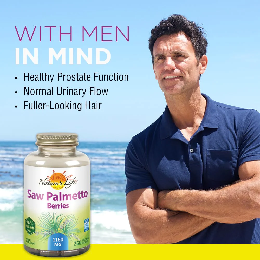 Nature's Life Saw Palmetto Berries 1160 mg | Healthy Prostate, Urination Frequency & Hair Health Support | Non-GMO | 100 Vegetarian Capsules - Image 3