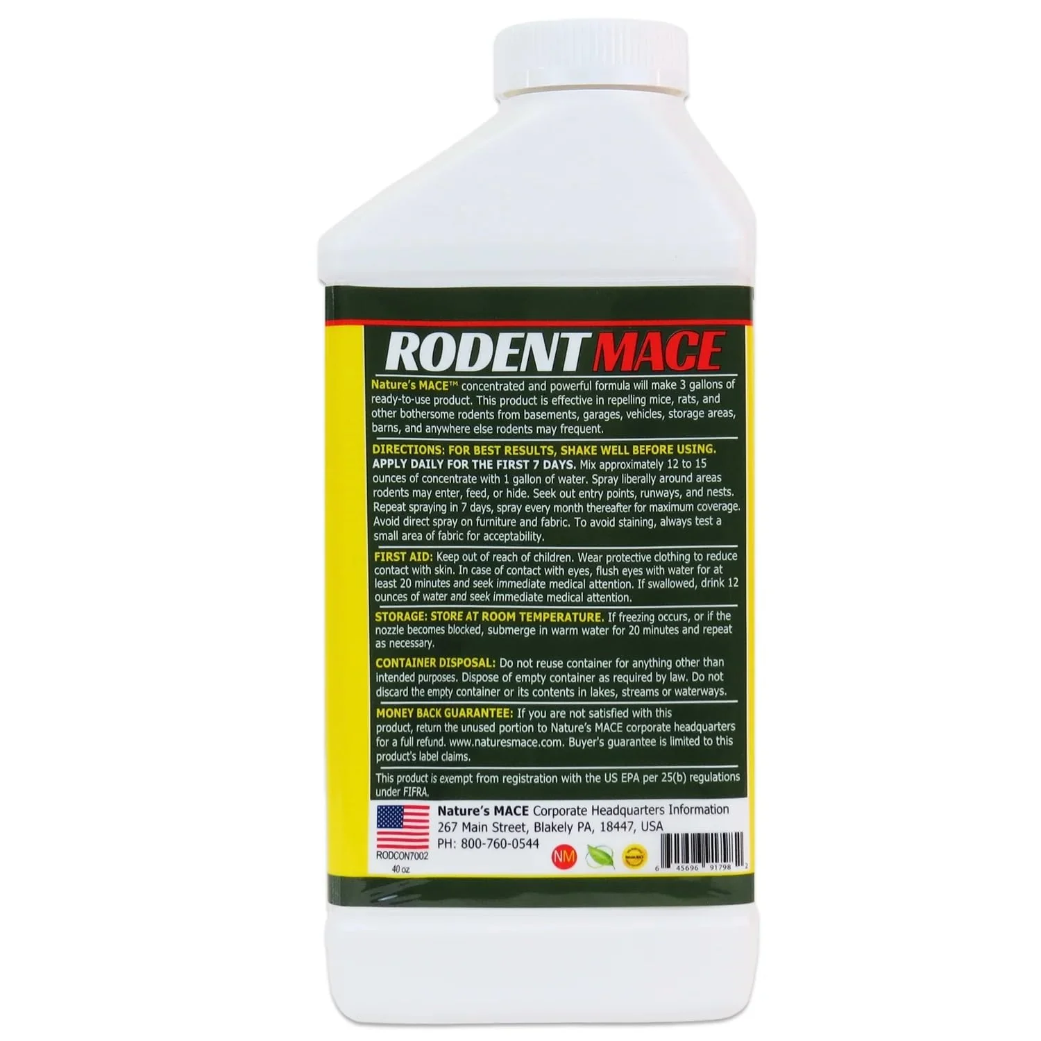 Nature's Mace Rodent Repellent Spray, Keep Mice Out, Mouse Deterrent, Indoor, Outdoor, 40 Ounce Ready-to-Use, Safe to Use Around People, Pets, Plants - Image 2