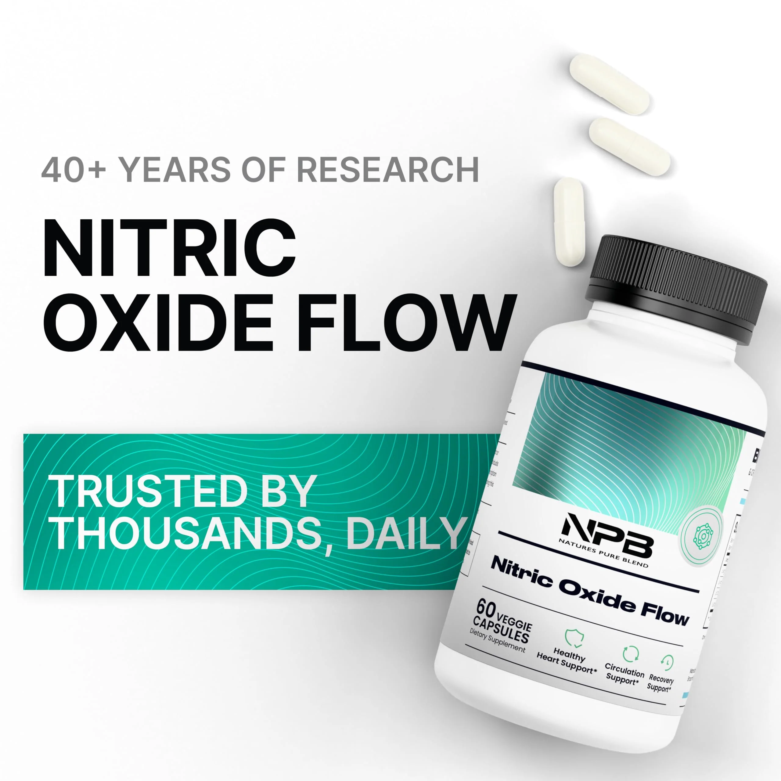 Nature's Pure Blend Nitric Oxide Supplements for Men – L-Arginine L-Citrulline – Heart Support & Flow Circulation Booster – 1500MG L Arginine and L Citrulline, Preworkout, Bodybuilding - Image 4