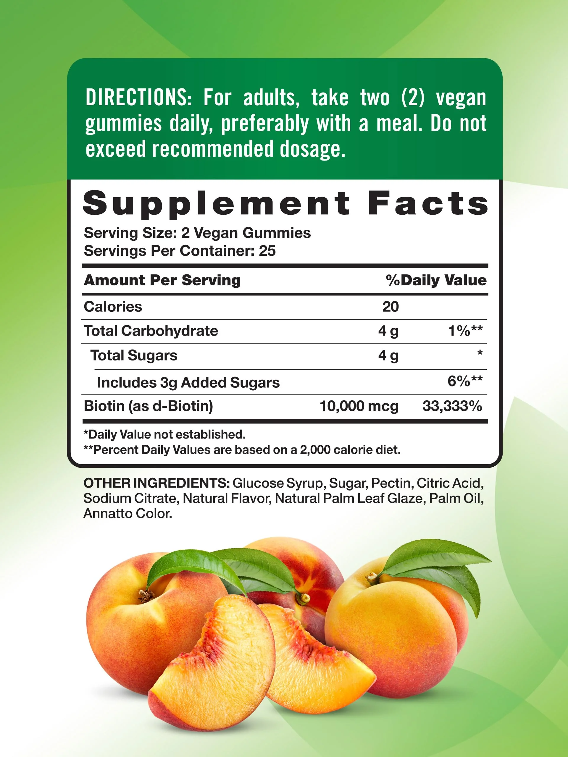 Nature's Truth Biotin Gummies | 10000mcg | 50 Count | Vegan, Non-GMO & Gluten Free Supplement | Peach Flavor - Image 2