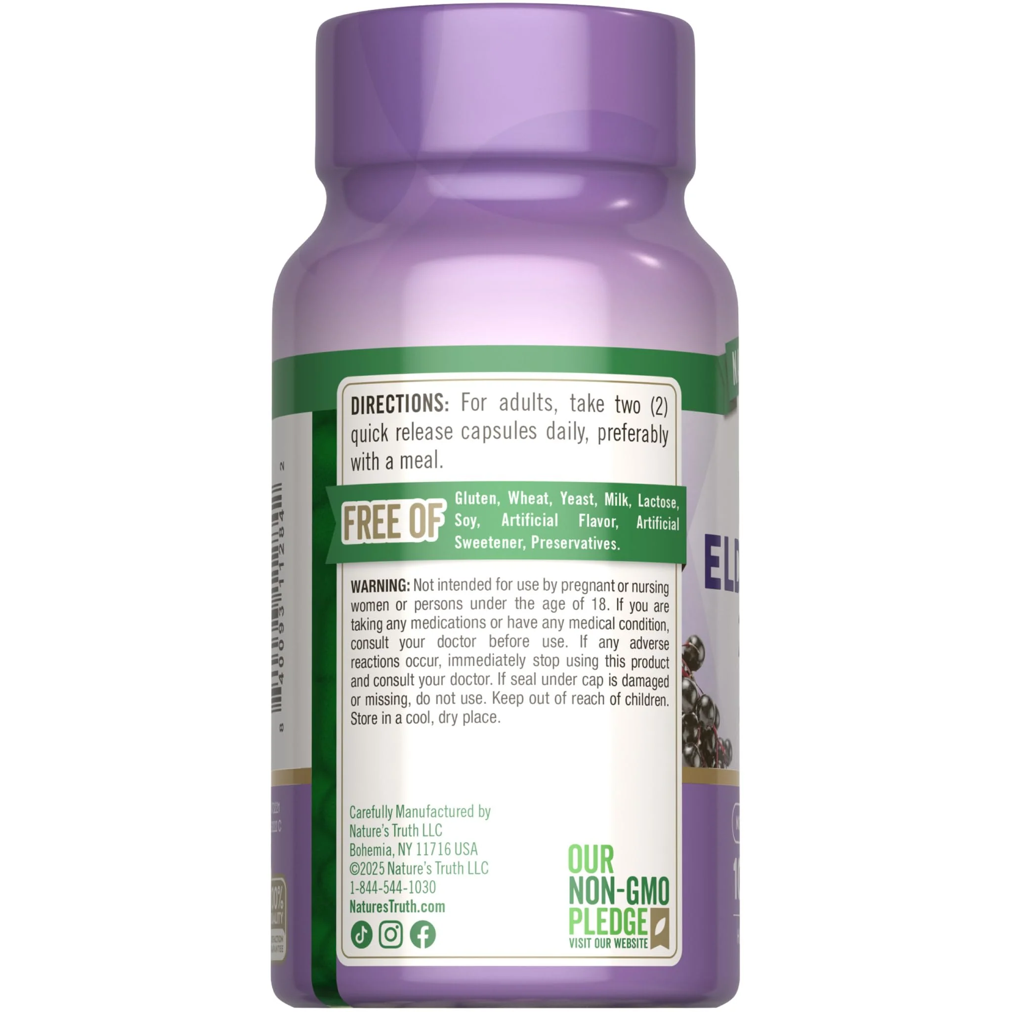 Nature's Truth Black Elderberry Capsules | 100 Count | Super Concentrated Sambucus Extract | Non-GMO and Gluten Free Supplement - Image 2