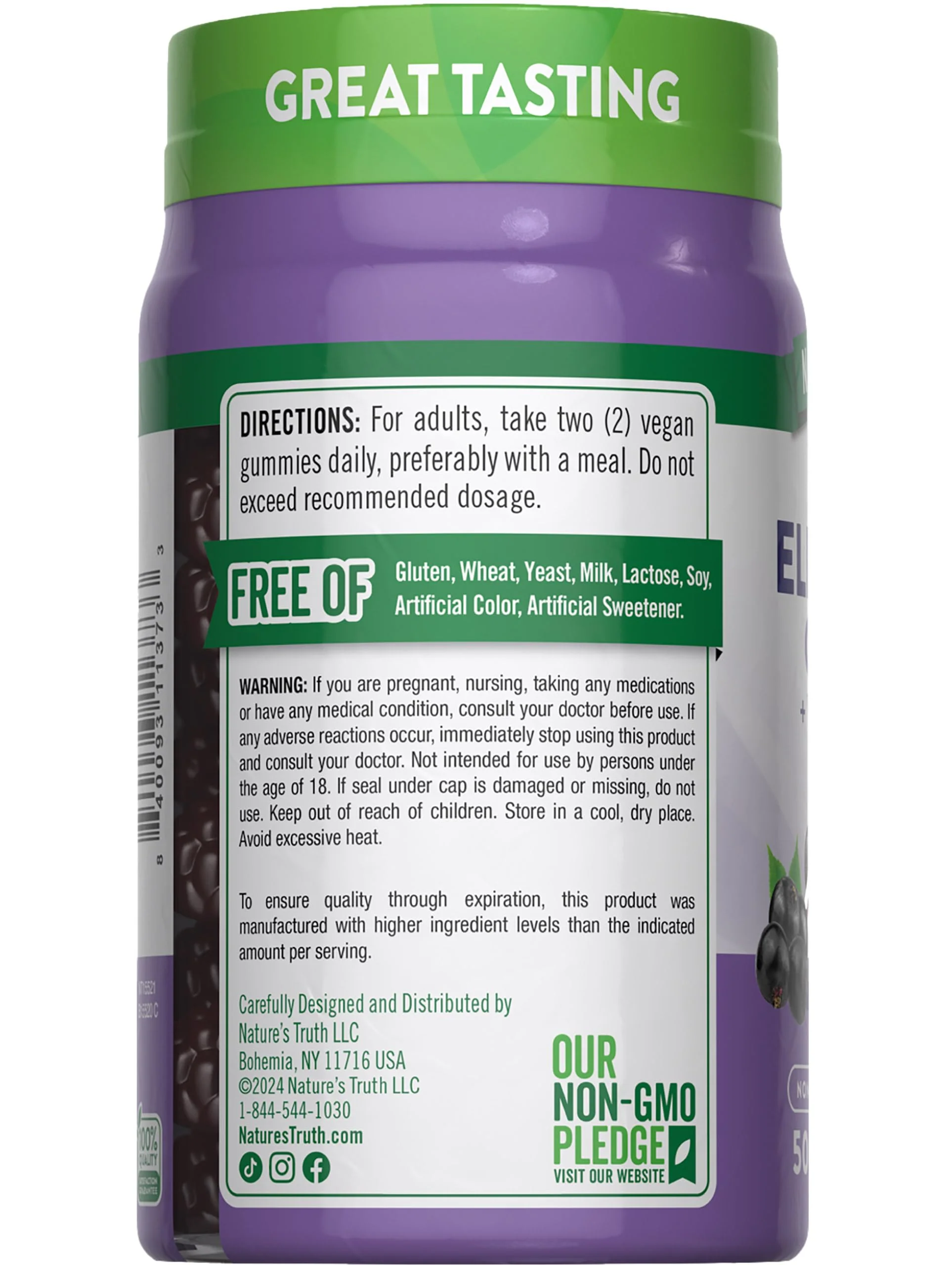 Nature's Truth Black Elderberry Gummies | 50 Vegan Gummies | with Vitamin C and Zinc | Berry Flavor | Vegan, Non-GMO, and Gluten Free Supplement - Image 7