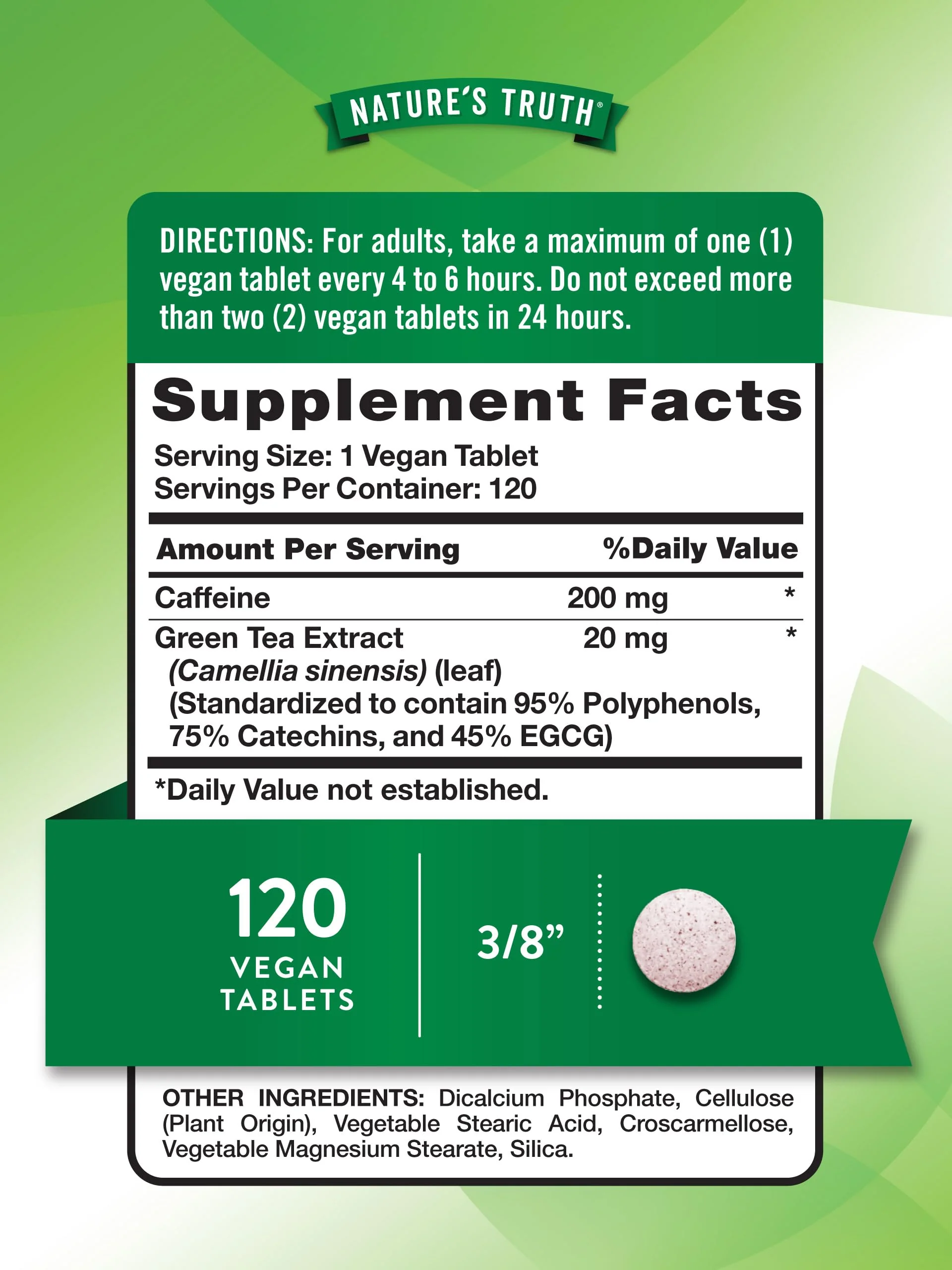 Nature's Truth Caffeine Pills | 220mg | 120 Count | With Green Tea Extract | Vegan, Non-GMO & Gluten Free Supplement - Image 7