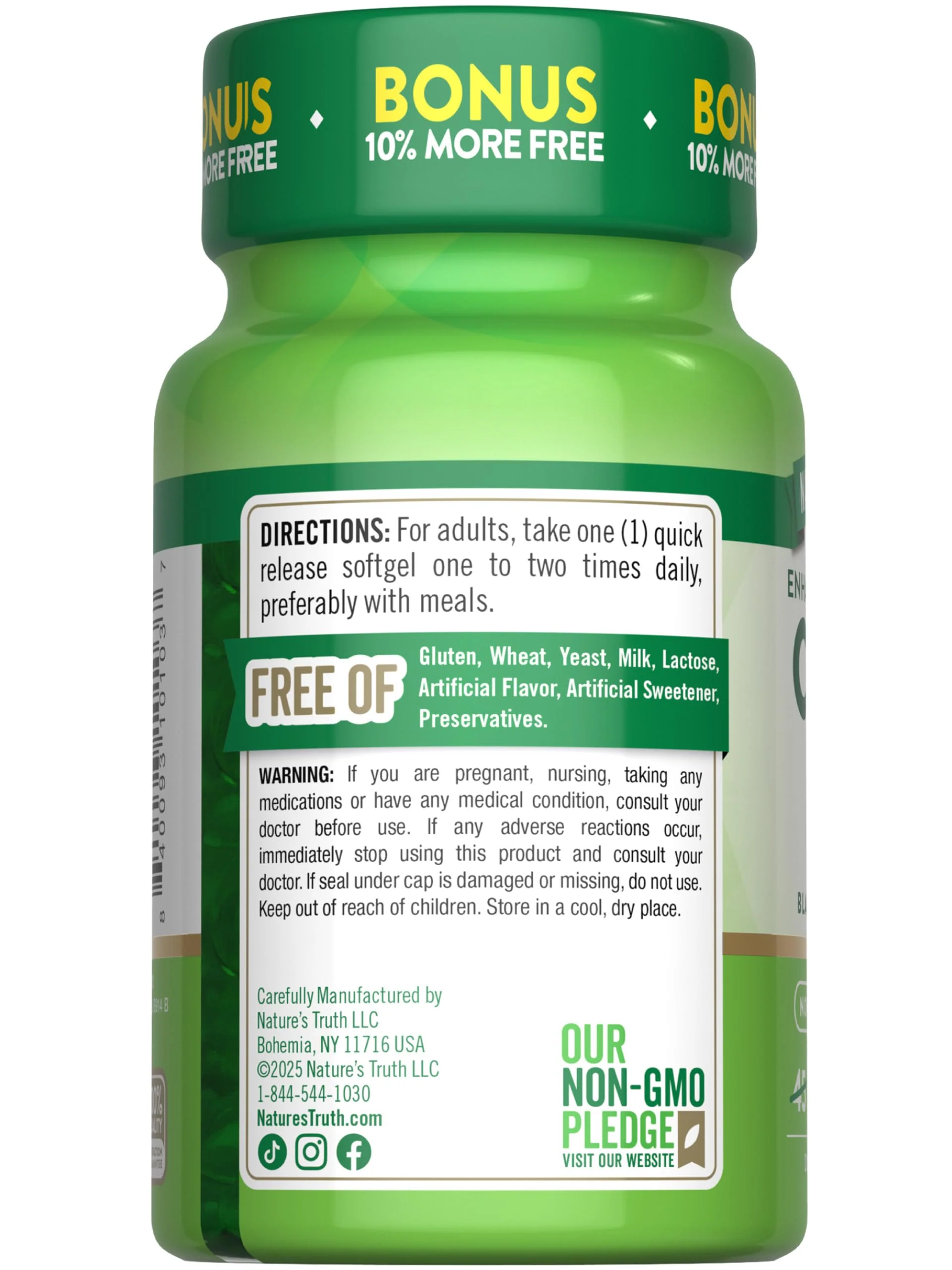 Nature's Truth CoQ10 200mg Softgels | 50 Count | Enhanced Absorption Supplement | Plus Black Pepper Extract | Non-GMO, Gluten Free - Image 2