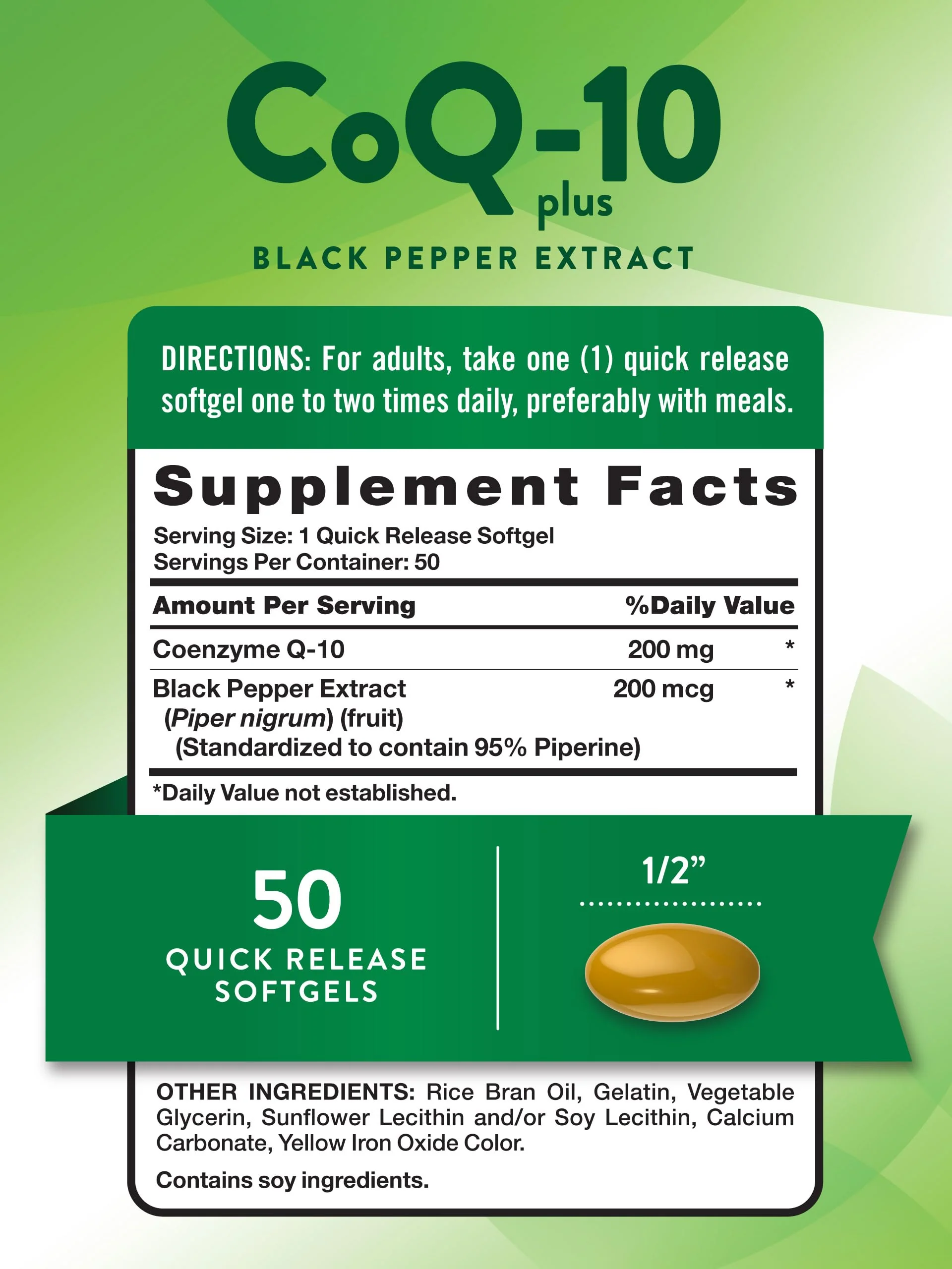 Nature's Truth CoQ10 200mg Softgels | 50 Count | Enhanced Absorption Supplement | Plus Black Pepper Extract | Non-GMO, Gluten Free - Image 7