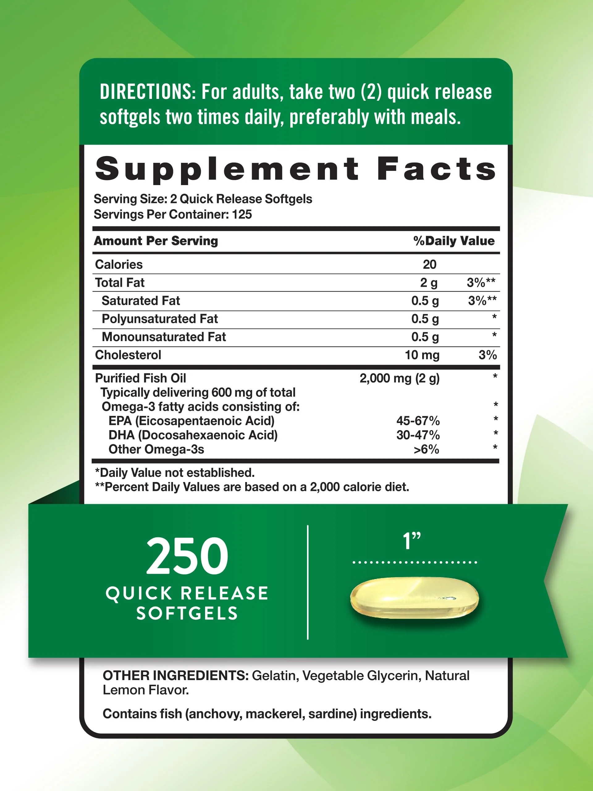 Nature's Truth Fish Oil 2000 mg | 600 mg Omega 3 | 250 Softgels | Natural Lemon Flavor | Non-GMO and Gluten Free Supplement - Image 7