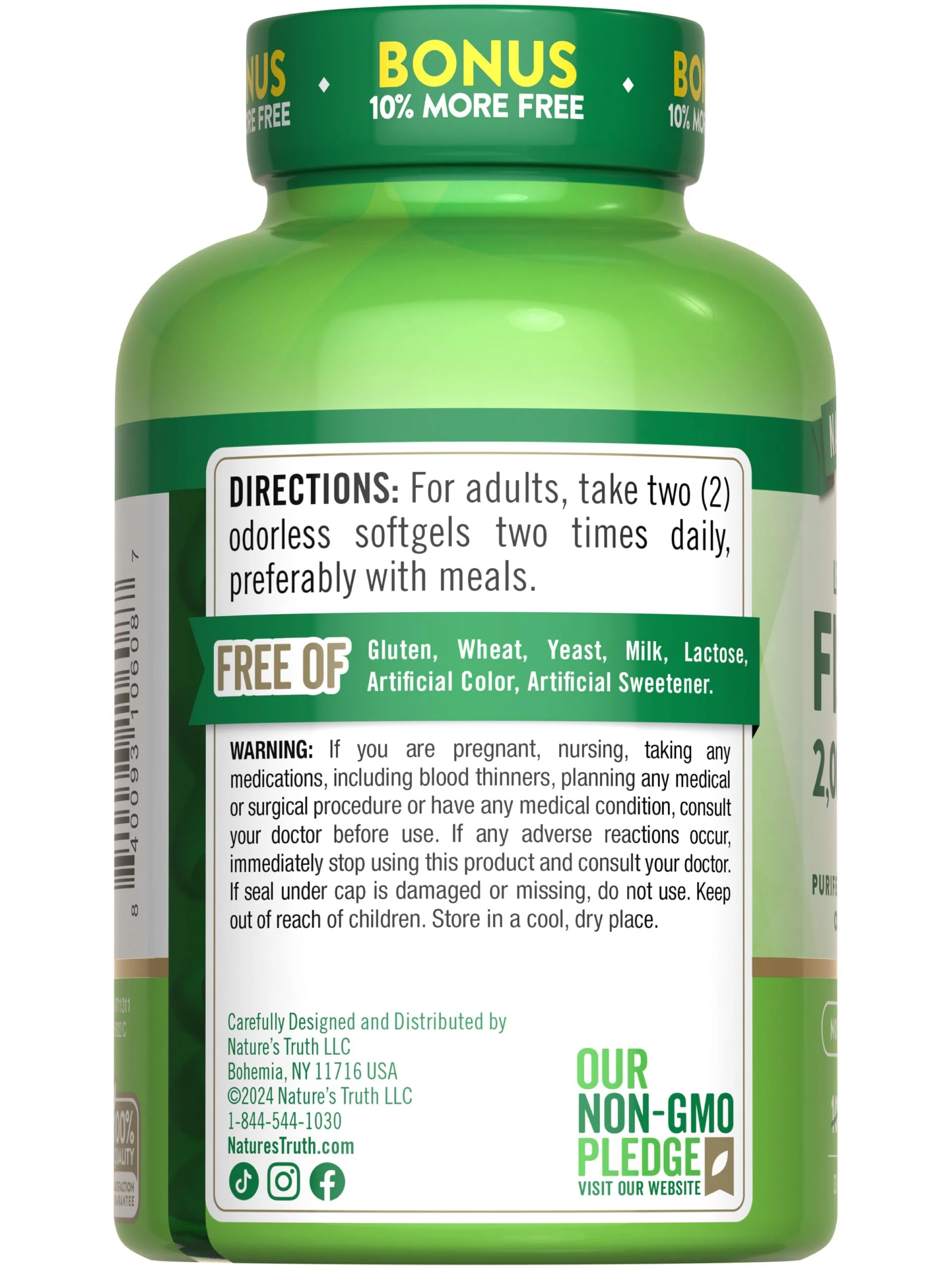 Nature's Truth Fish Oil 2000mg | 110 Softgels | Omega-3 | Lemon Flavor | Non-GMO & Gluten Free Supplement - Image 2