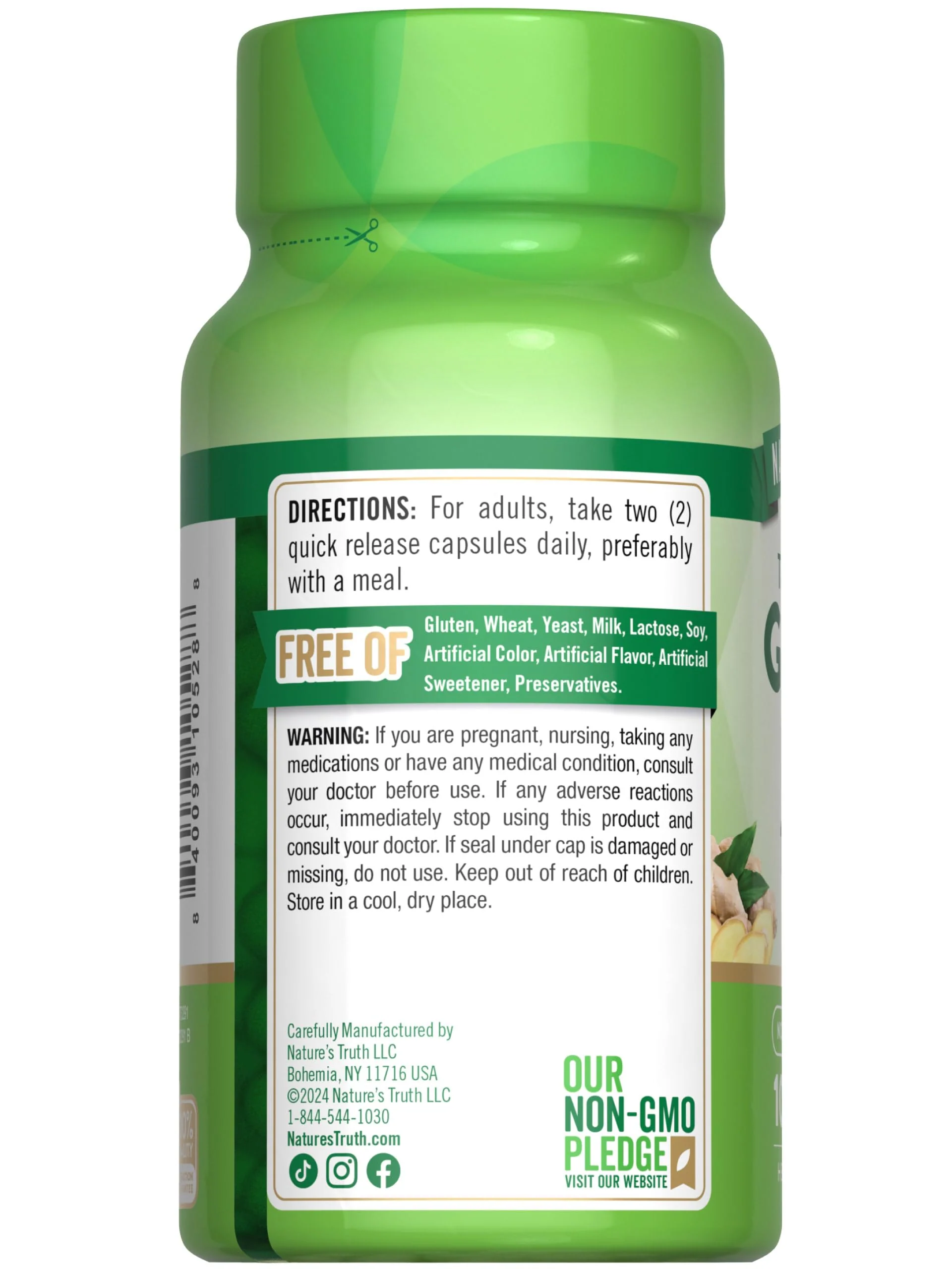 Nature's Truth Ginger Root Capsules | 100 Count | from Ginger Root Extract | Non-GMO and Gluten Free Supplement - Image 3