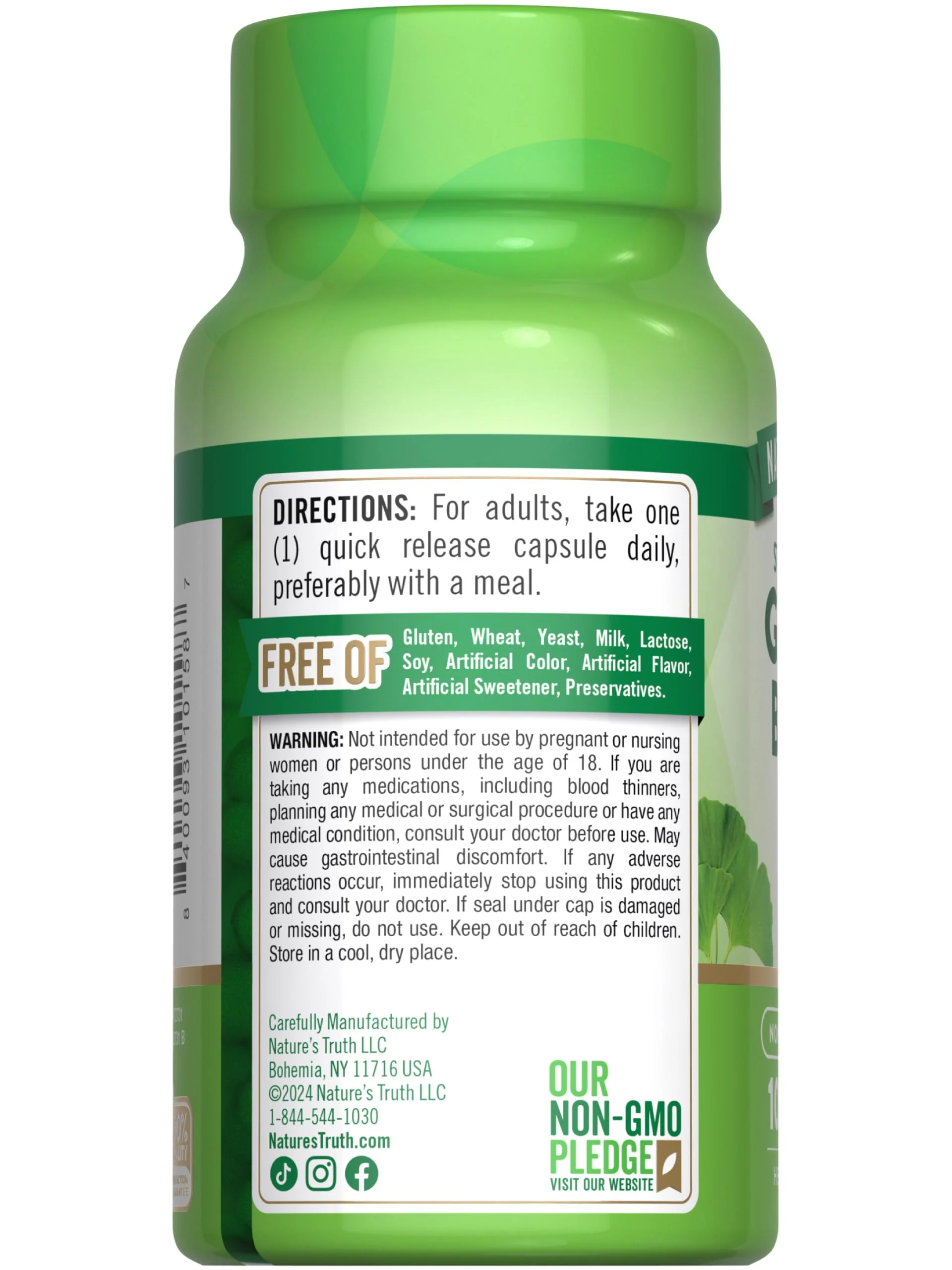 Nature's Truth Ginkgo Biloba 120mg | Plus Bacopa | 100 Quick Release Capsules | Standardized Extract | Non-GMO and Gluten Free Supplement - Image 2
