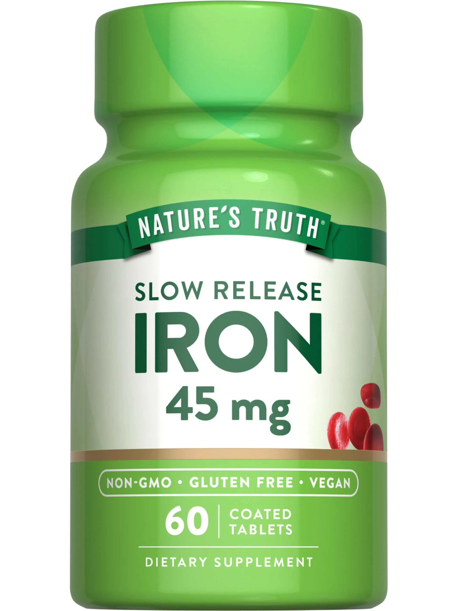 Nature's Truth Iron Supplement | 45 mg | 60 Pills | Ferrous Sulfate | Non-GMO & Gluten Free Vitamin for Men and Women