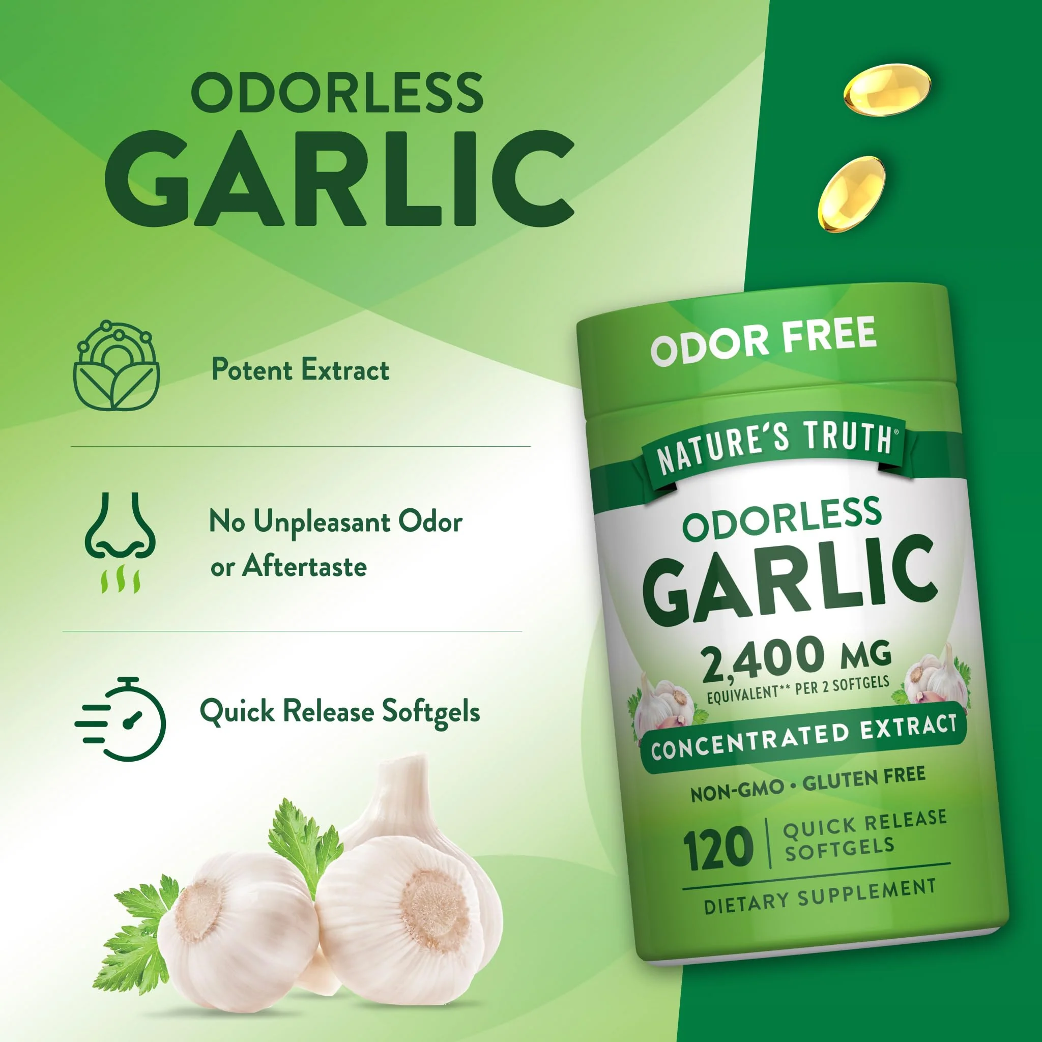 Nature's Truth Odorless Garlic | 120 Softgels | Extract Pills | Non-GMO, Gluten Free Supplement - Image 4