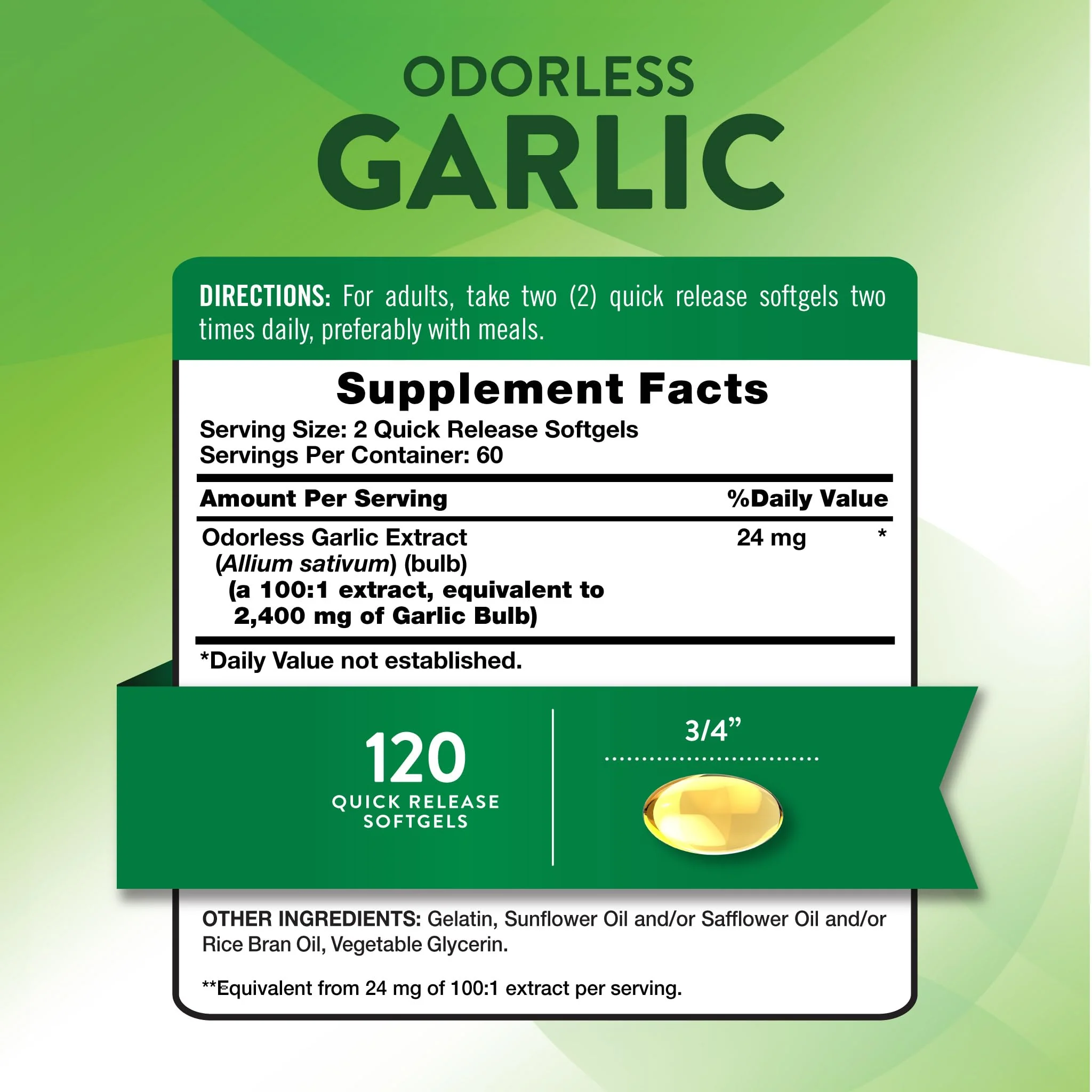 Nature's Truth Odorless Garlic | 120 Softgels | Extract Pills | Non-GMO, Gluten Free Supplement - Image 7