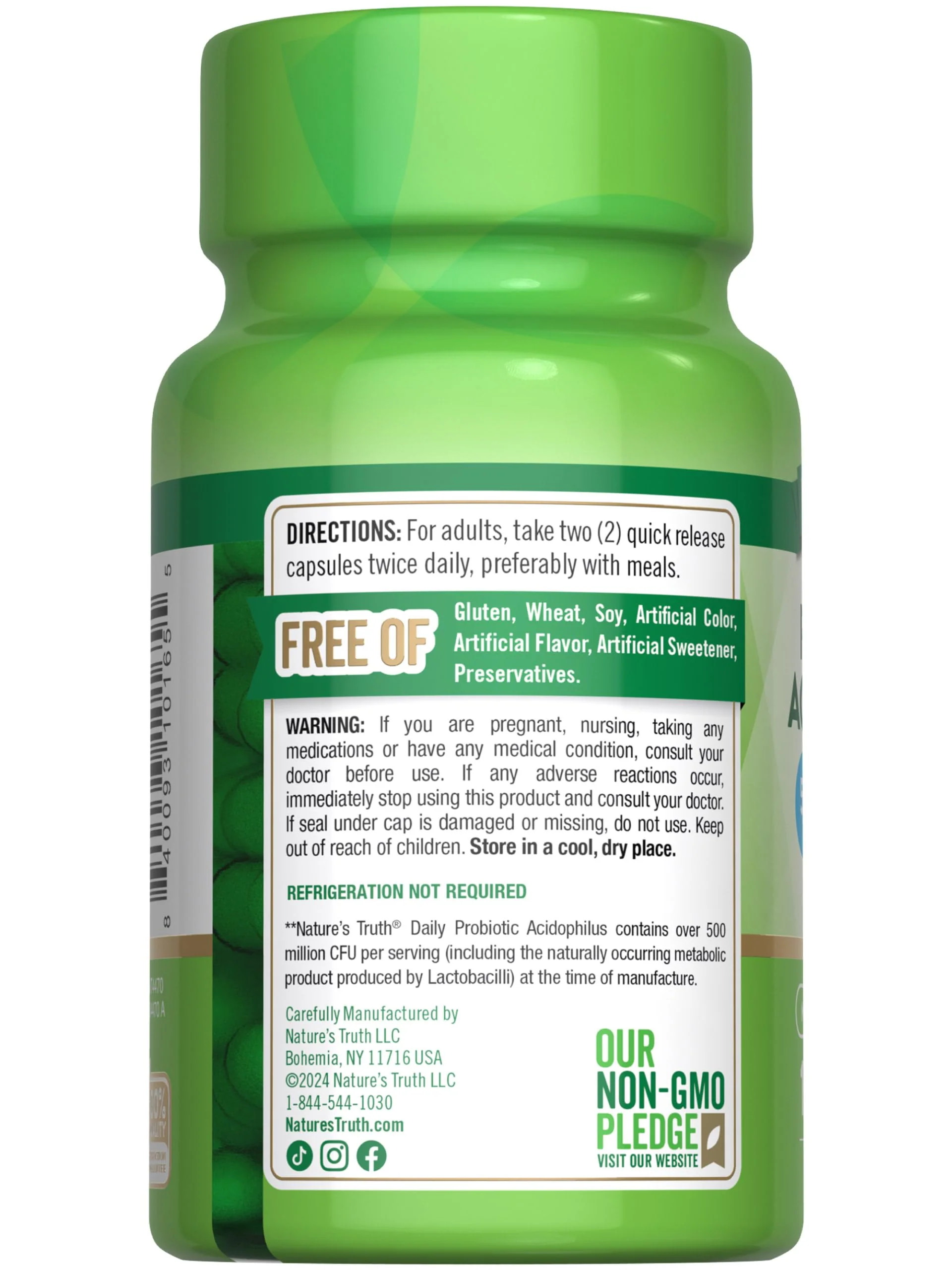 Nature's Truth Probiotics for Men and Women | 500 Million CFU | 100 Capsules | Non-GMO & Gluten Free Supplement - Image 2